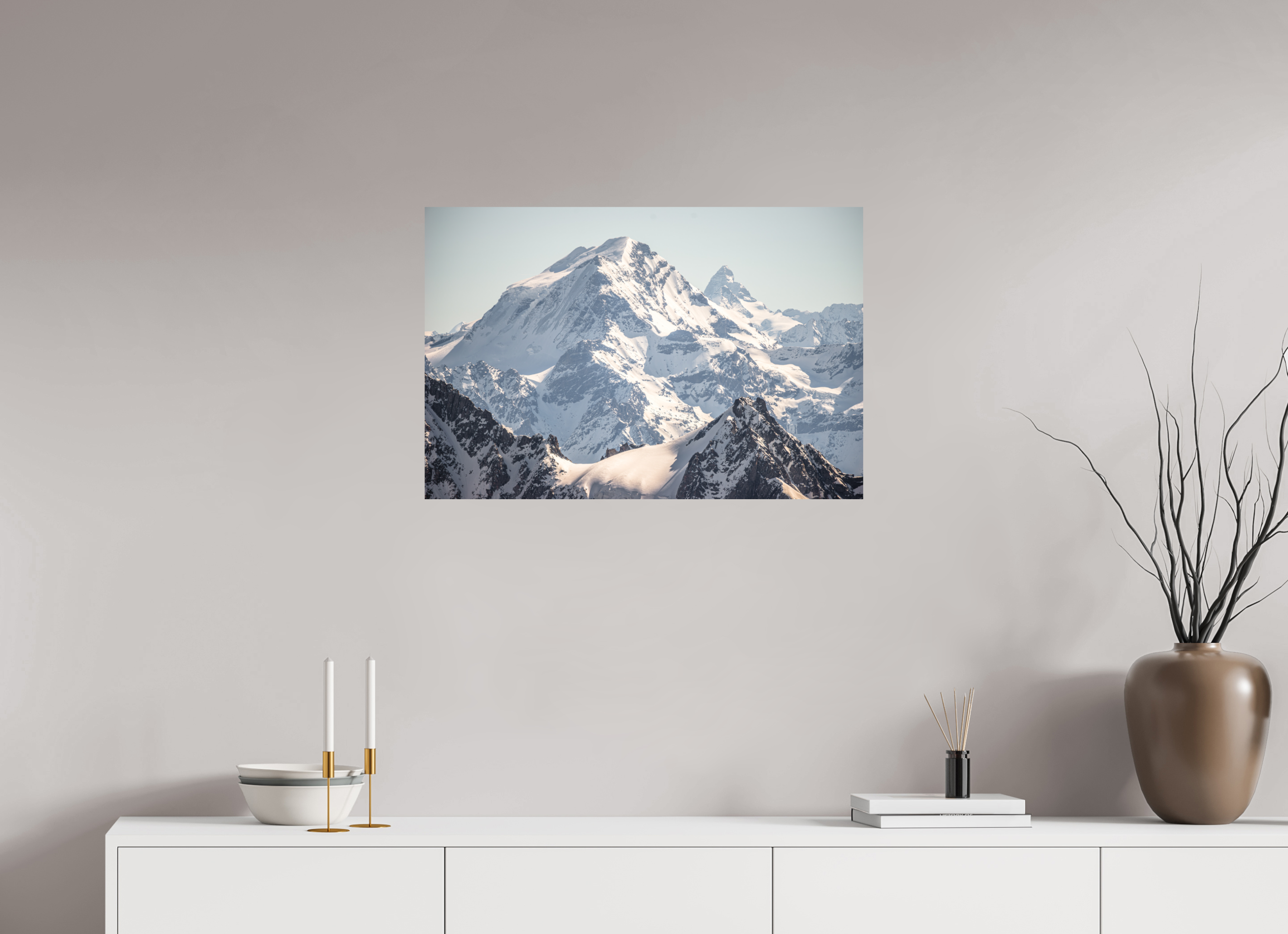 75 x 50 cm, Impression Fine Art sur support rigide - mat Grand Combin et Cervin