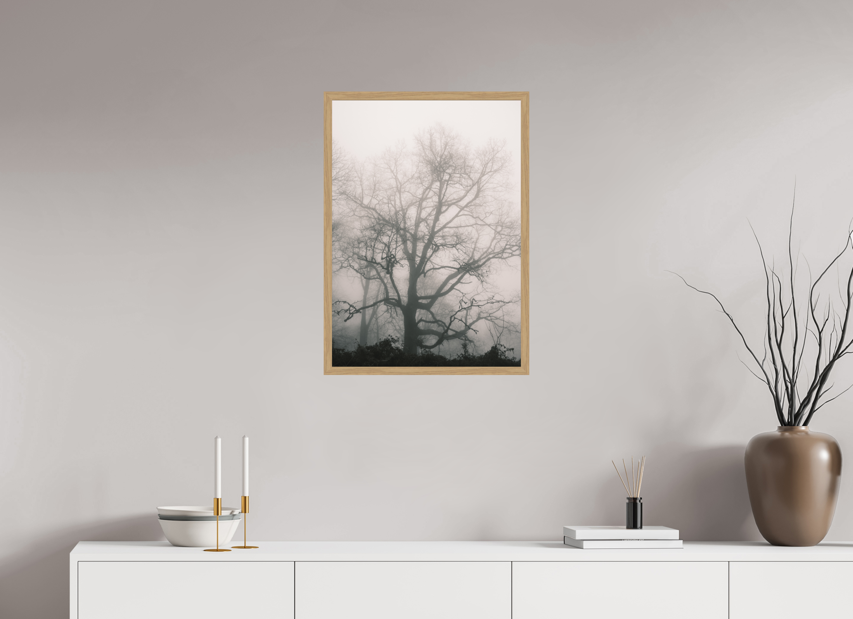 50 x 69,9 cm, Impression Fine Art encadrée en chêne naturel - mat Hêtre