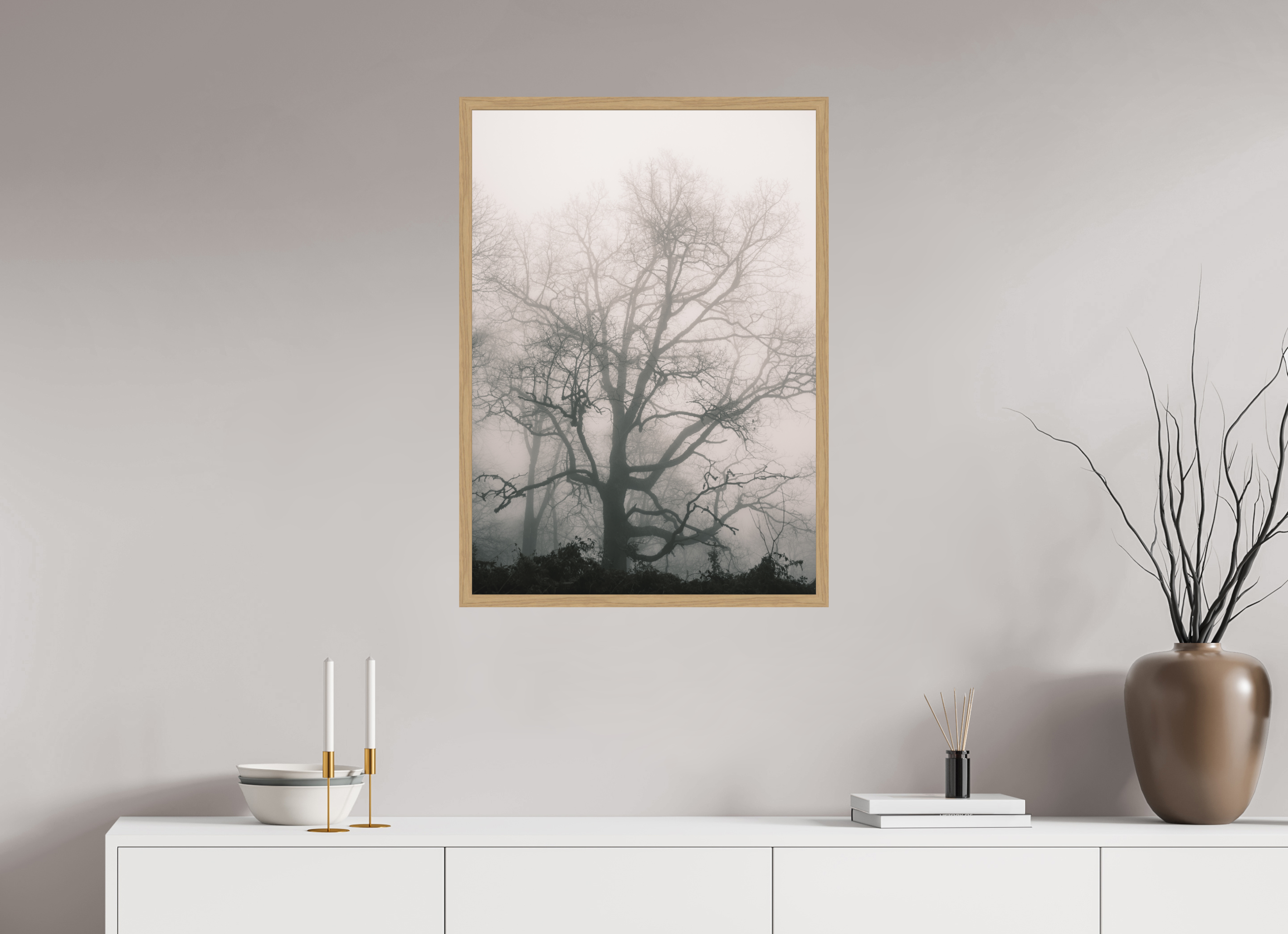 60 x 83,9 cm, Impression Fine Art encadrée en chêne naturel - mat Hêtre