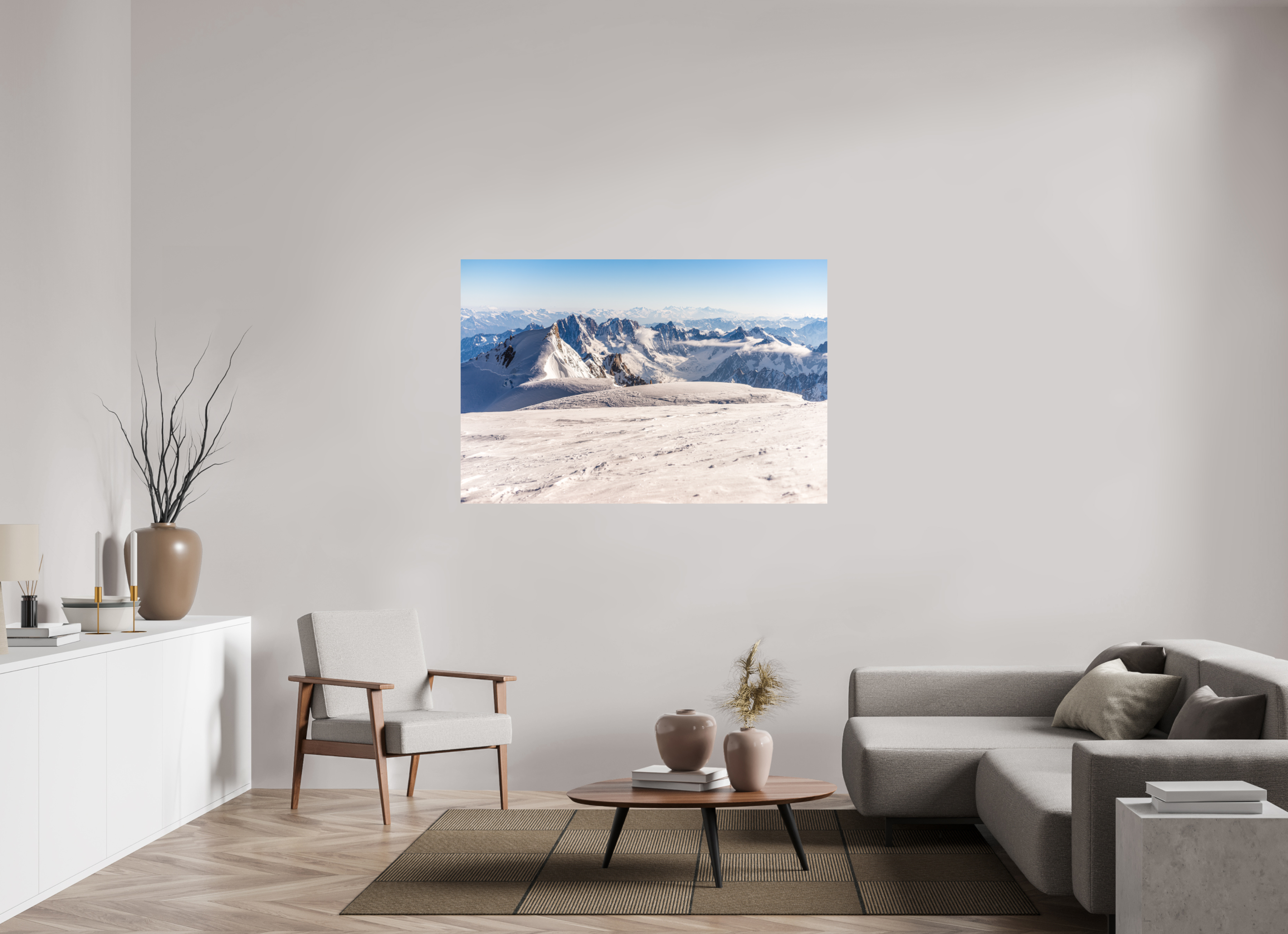 150 x 100 cm, Tirage photo - satiné La vue depuis le sommet du Mont Blanc
