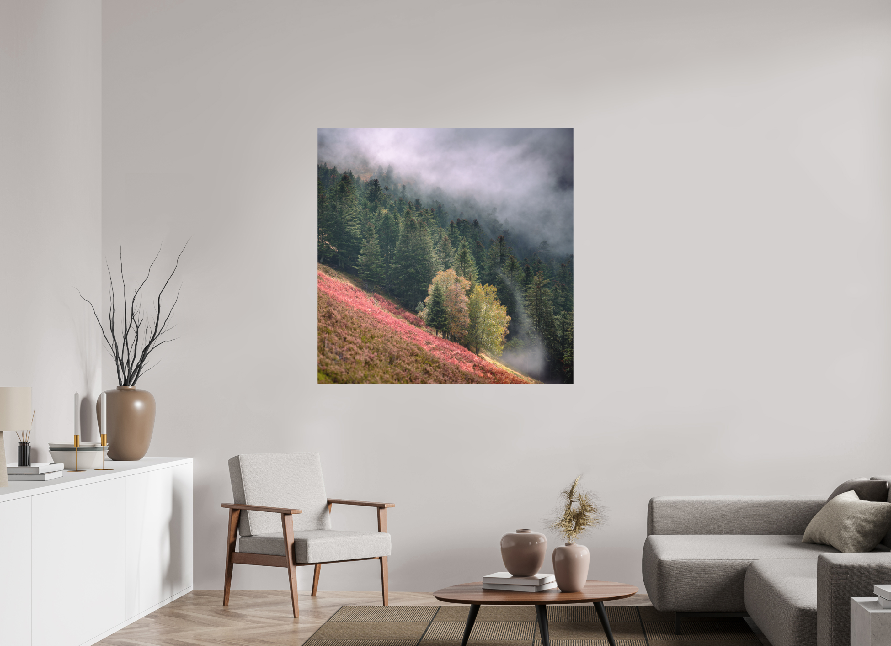 120 x 120 cm, Tirage photo - satiné Brume du soir