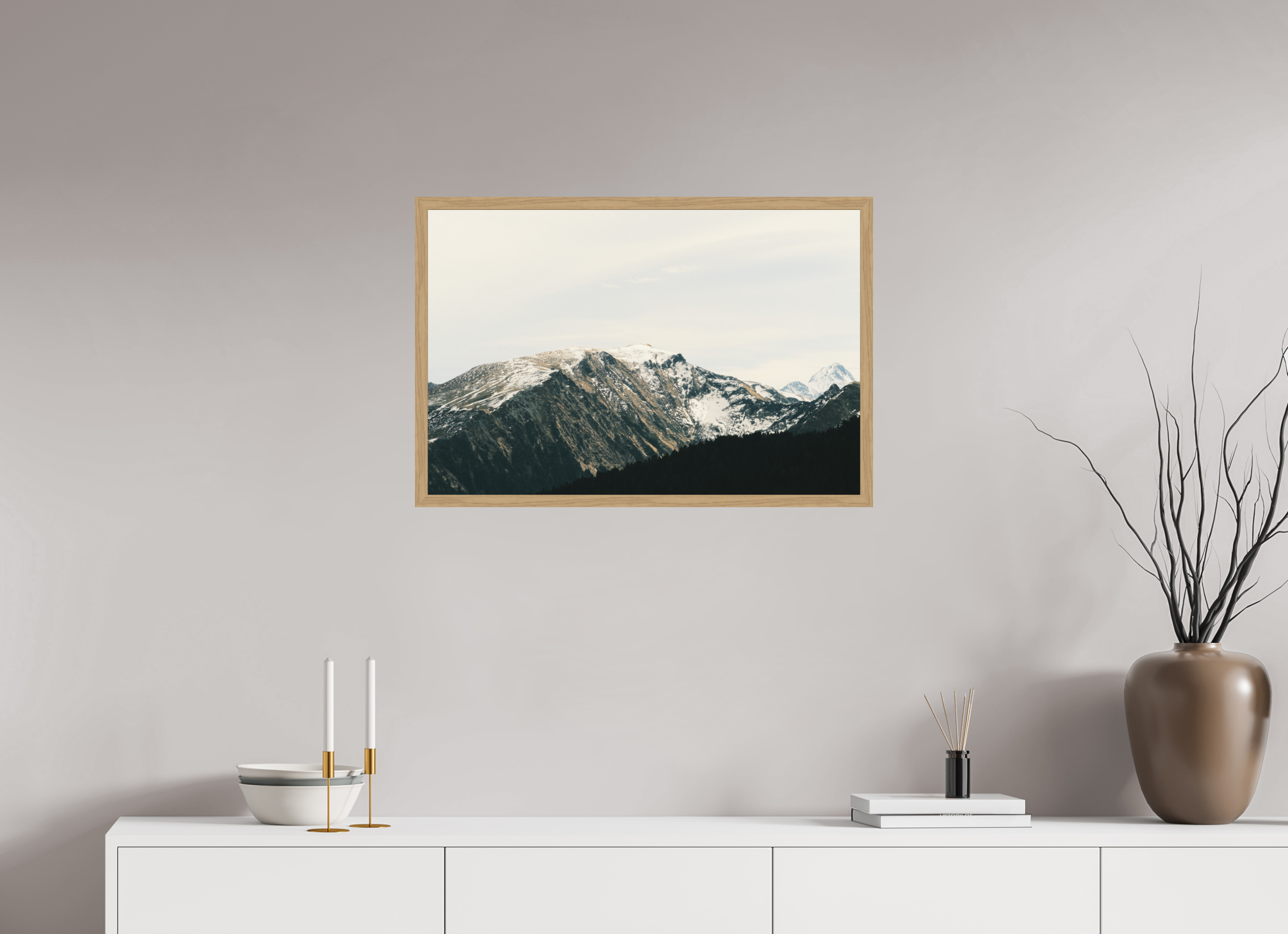 75 x 50 cm, Impression Fine Art encadrée en chêne naturel - mat Une douce journée d'hiver