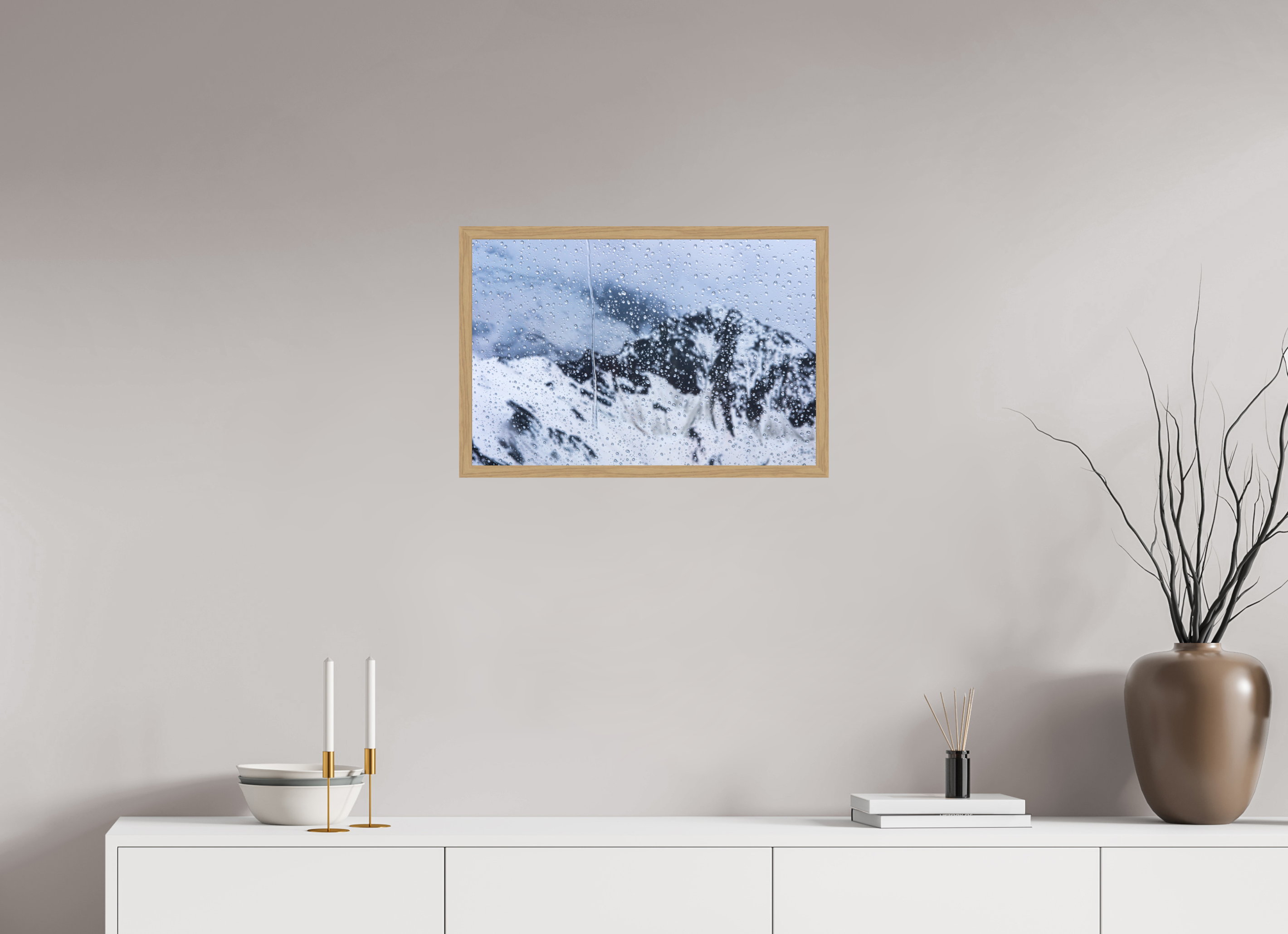 60 x 40 cm, Impression Fine Art encadrée en chêne naturel - mat Mauvaise météo