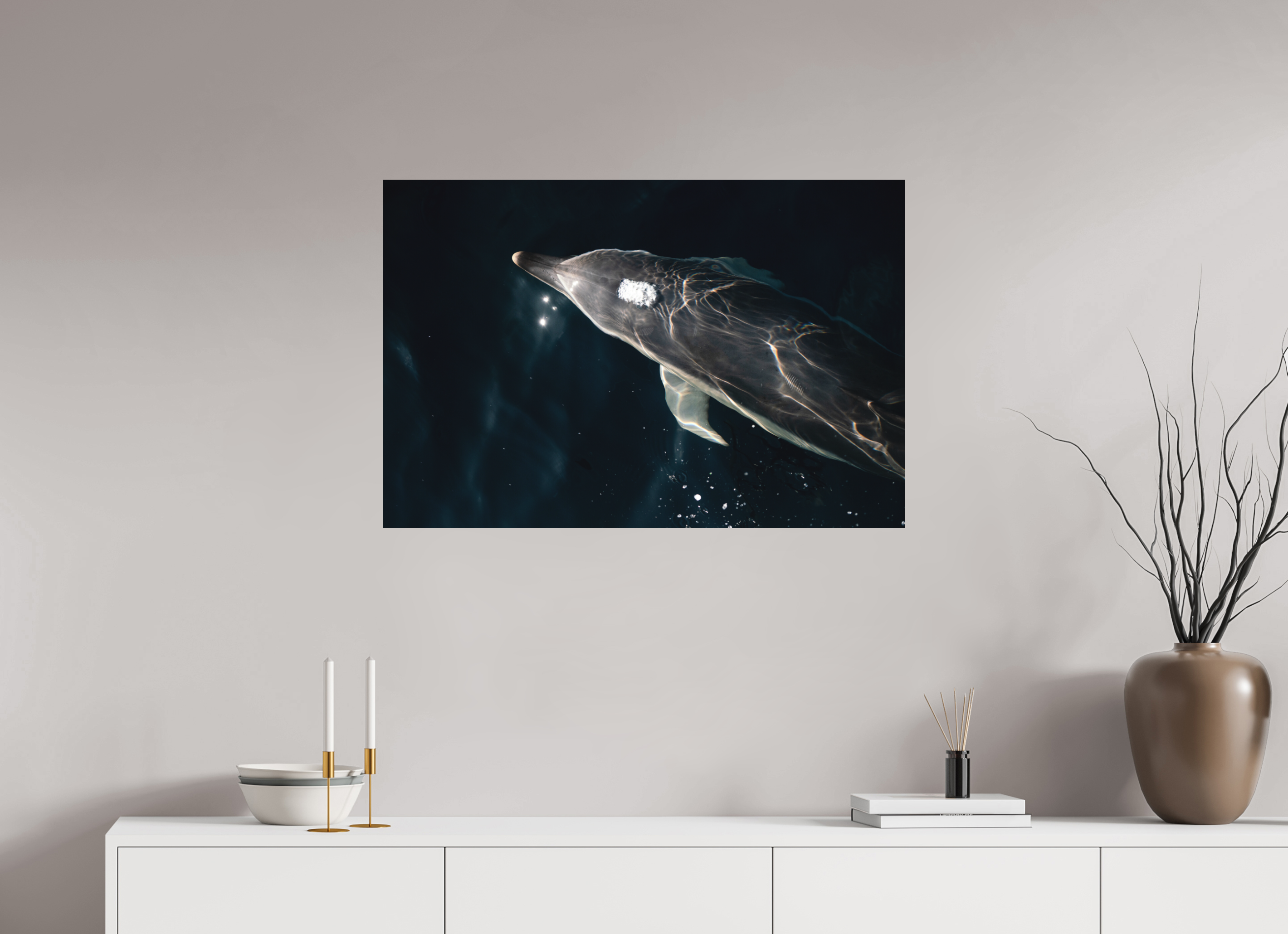 90 x 60 cm, Impression Fine Art - mat Dauphin joueur