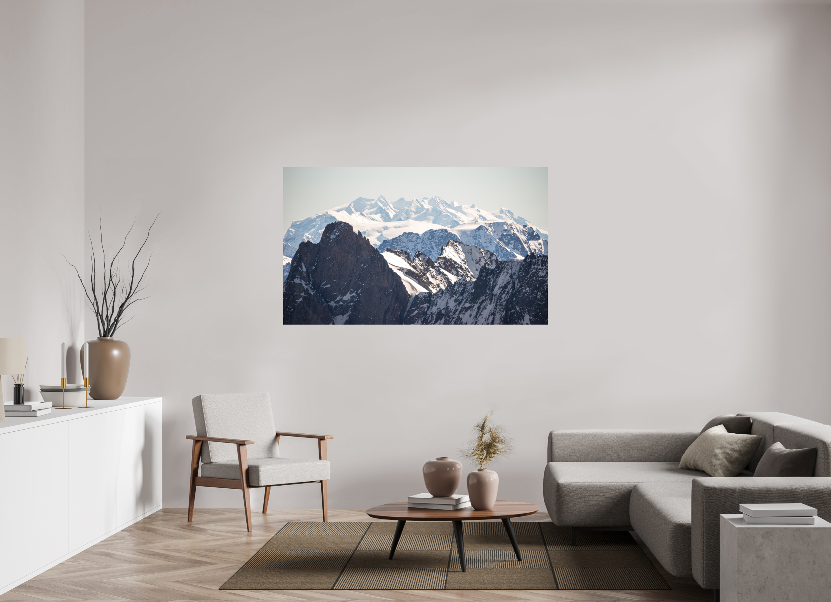 167,9 x 100 cm, Tirage photo - satiné Le massif du Mont Rose