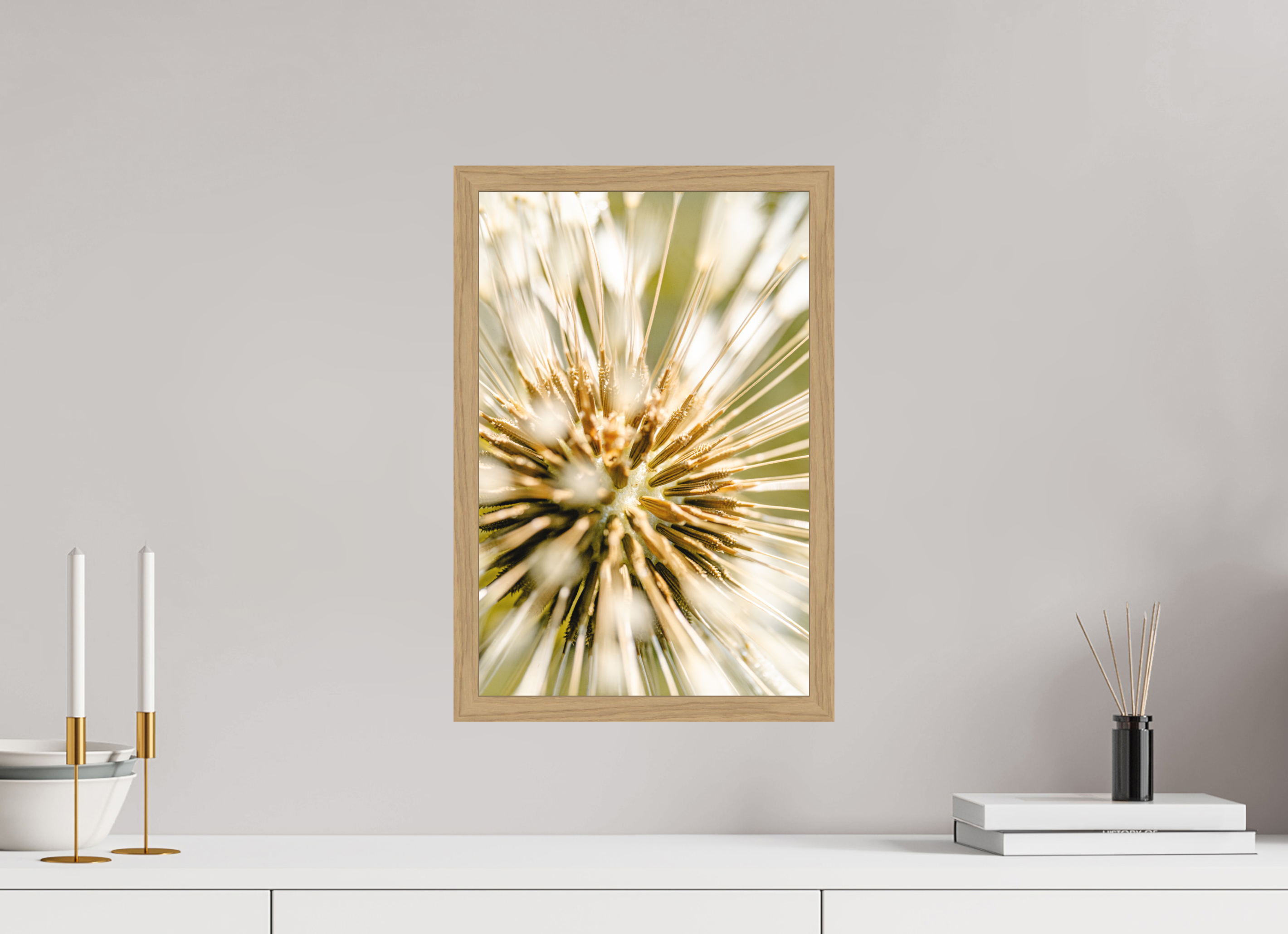 30 x 45 cm, Impression Fine Art encadrée en chêne naturel - mat pissenlit