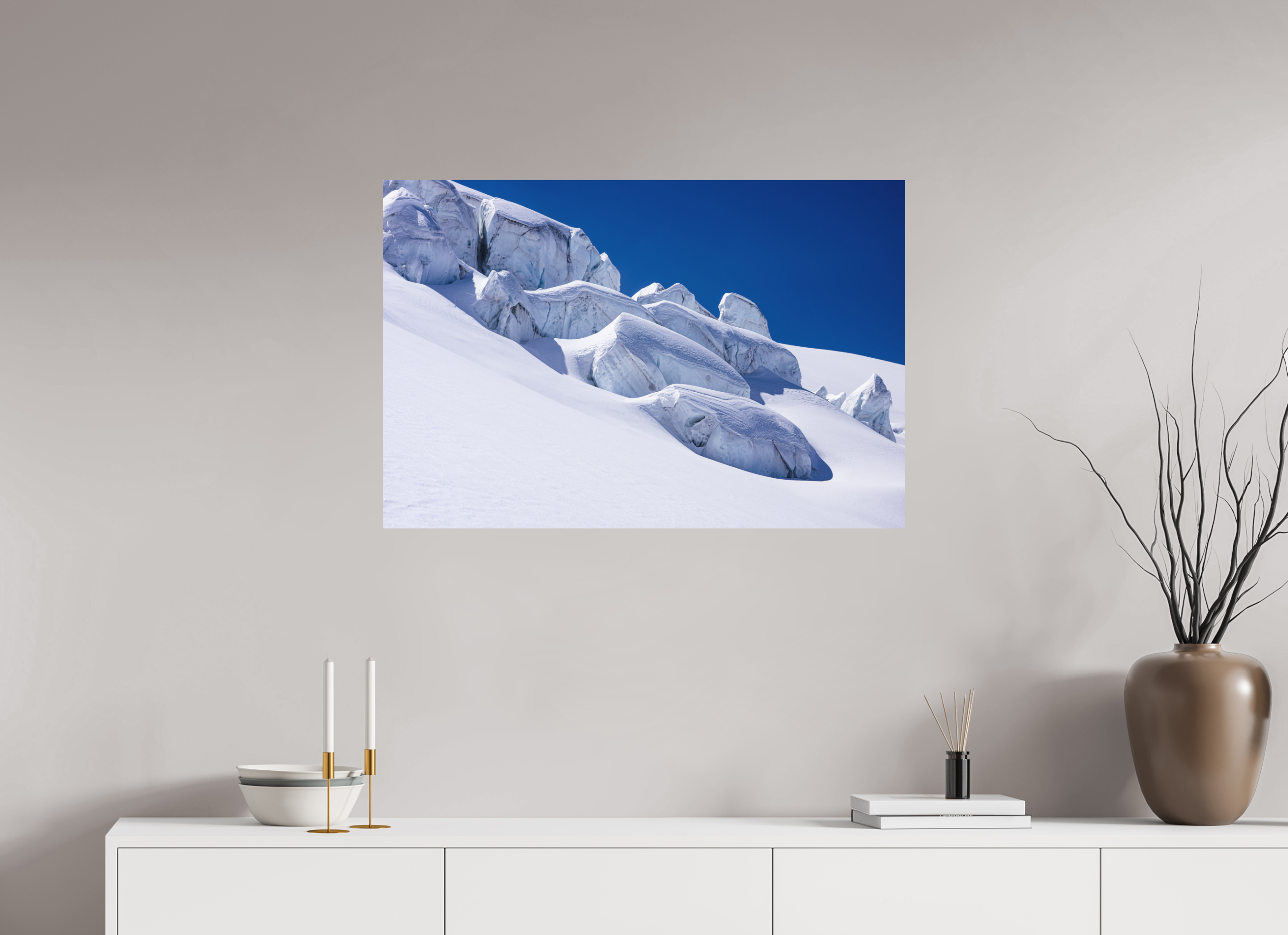 90 x 60 cm, Impression Fine Art - mat Séracs du glacier de la Dent Blanche