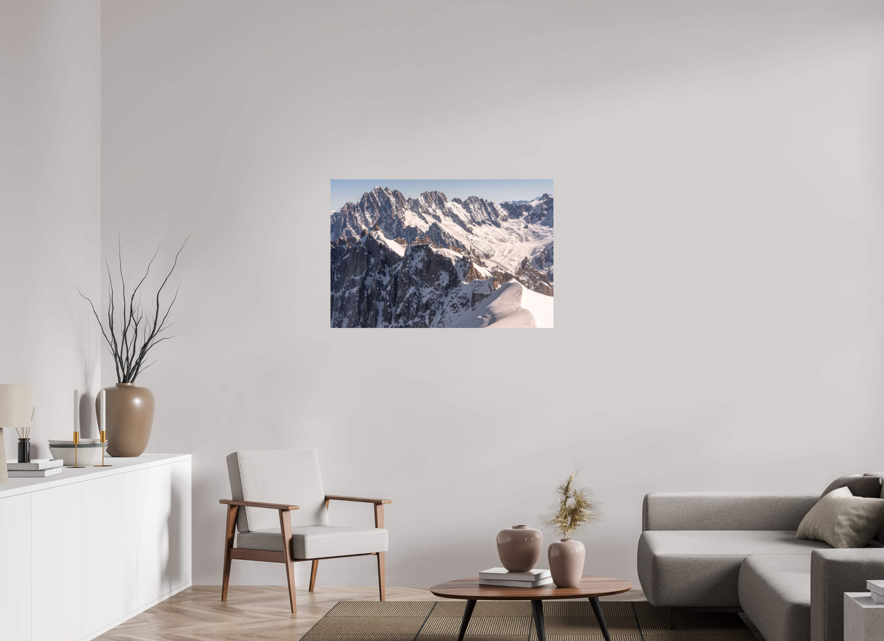 105 x 70 cm, Impression Fine Art sur support rigide - mat Aiguille Verte, les Droites et les Courtes