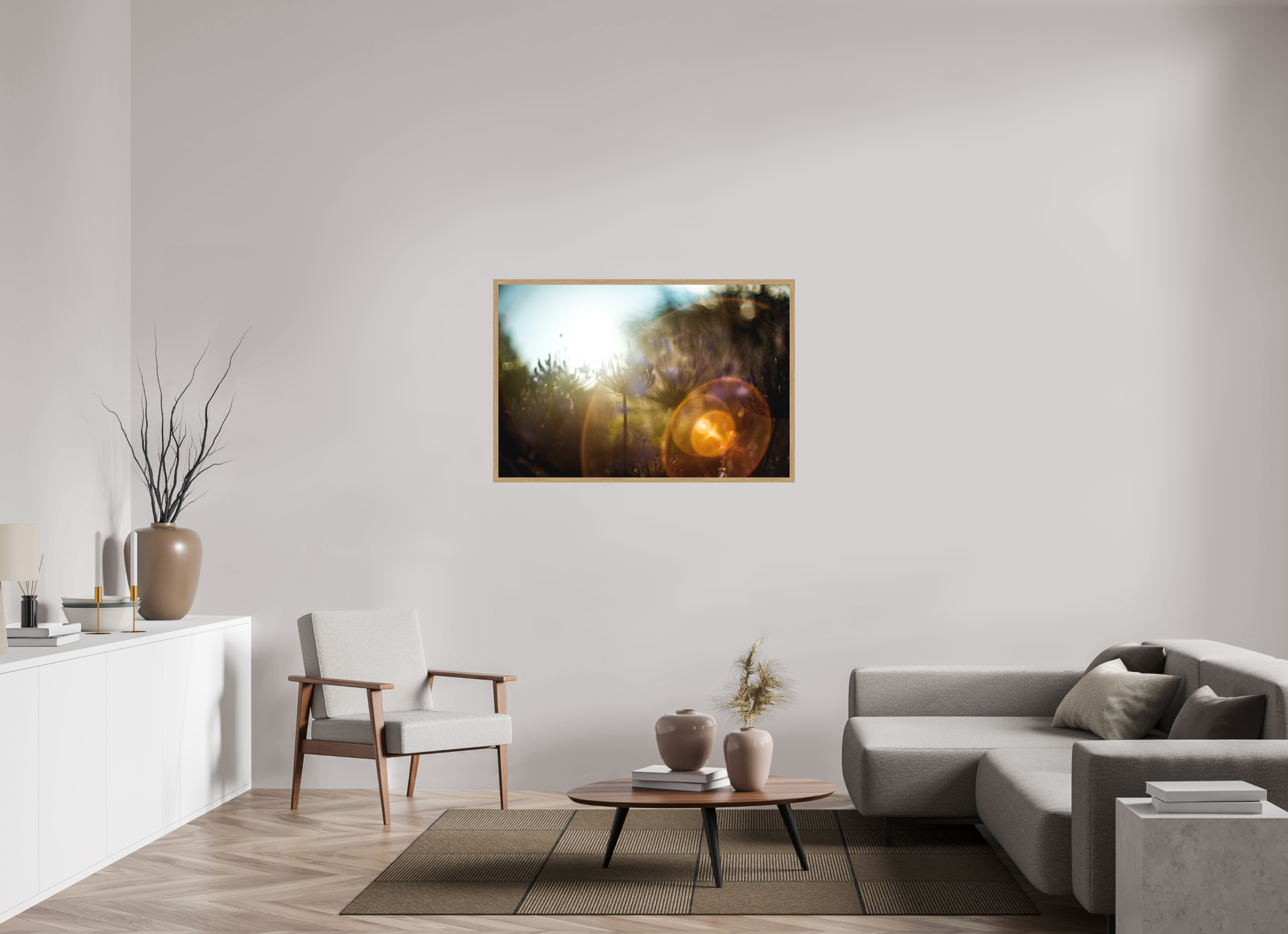 120 x 80 cm, Impression Fine Art encadrée en chêne naturel - mat lumière
