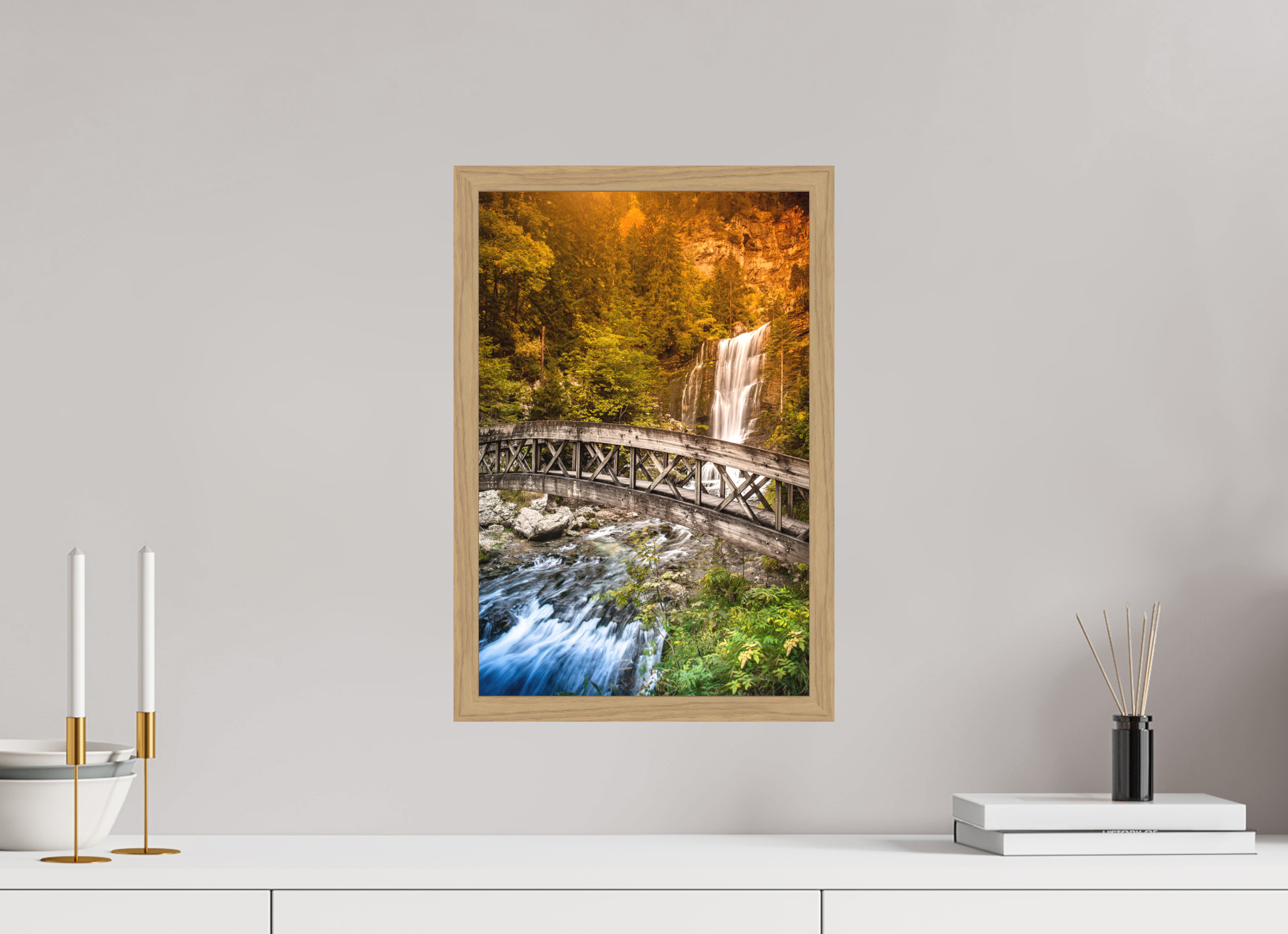 30 x 45 cm, Impression Fine Art encadrée en chêne naturel - mat L'automne en Chartreuse