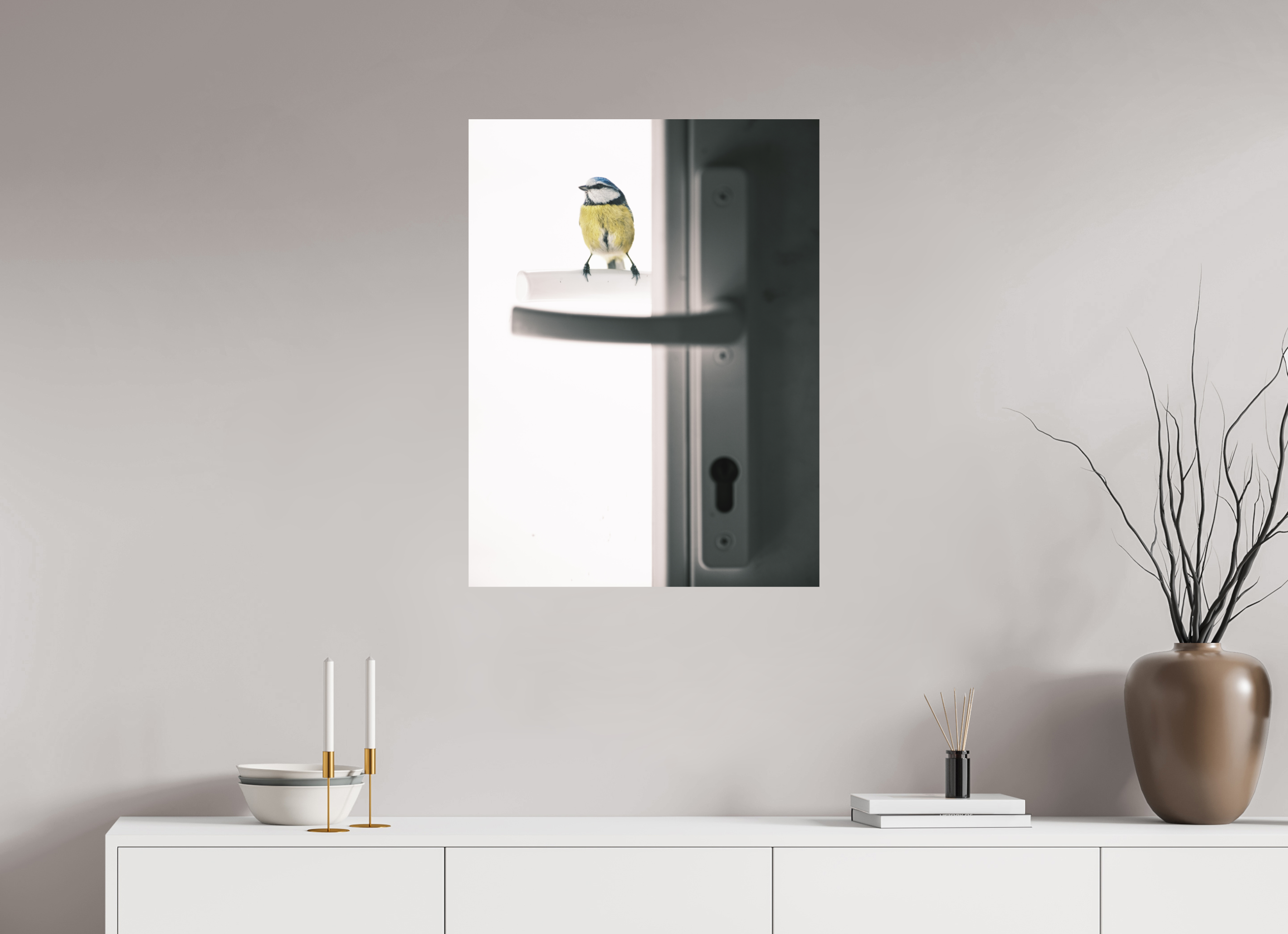 60 x 80 cm, Impression Fine Art sur support rigide - mat mésange bleue