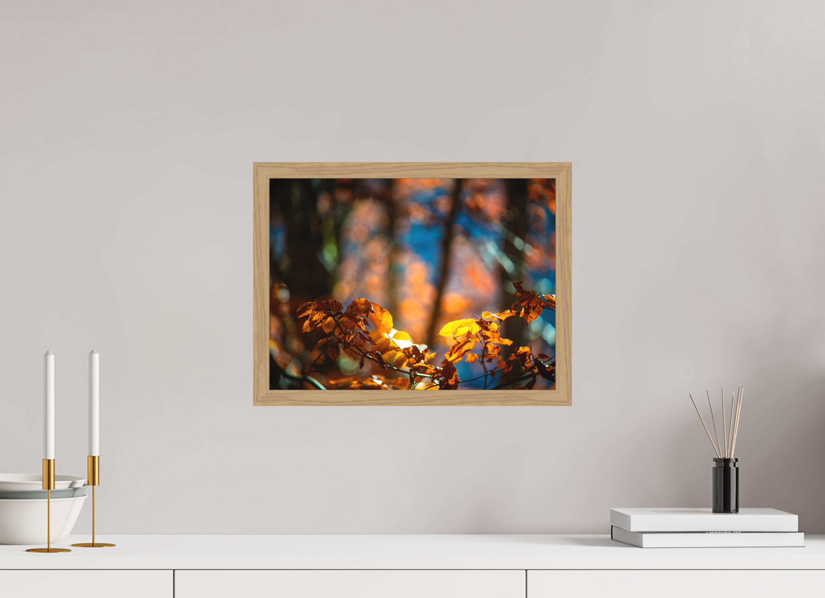 40 x 30 cm, Impression Fine Art encadrée en chêne naturel - mat La folie des couleurs I