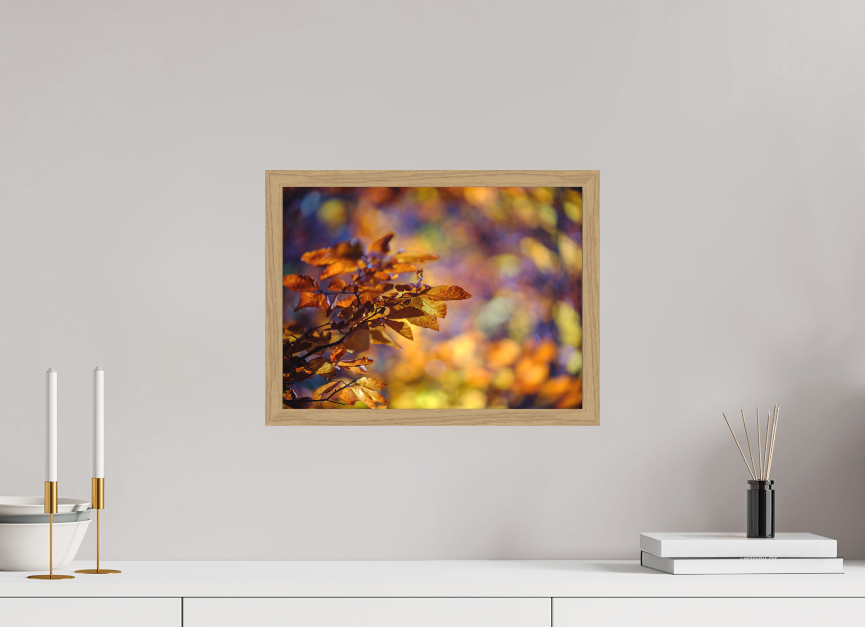 40 x 30 cm, Impression Fine Art encadrée en chêne naturel - mat La folie des couleurs III