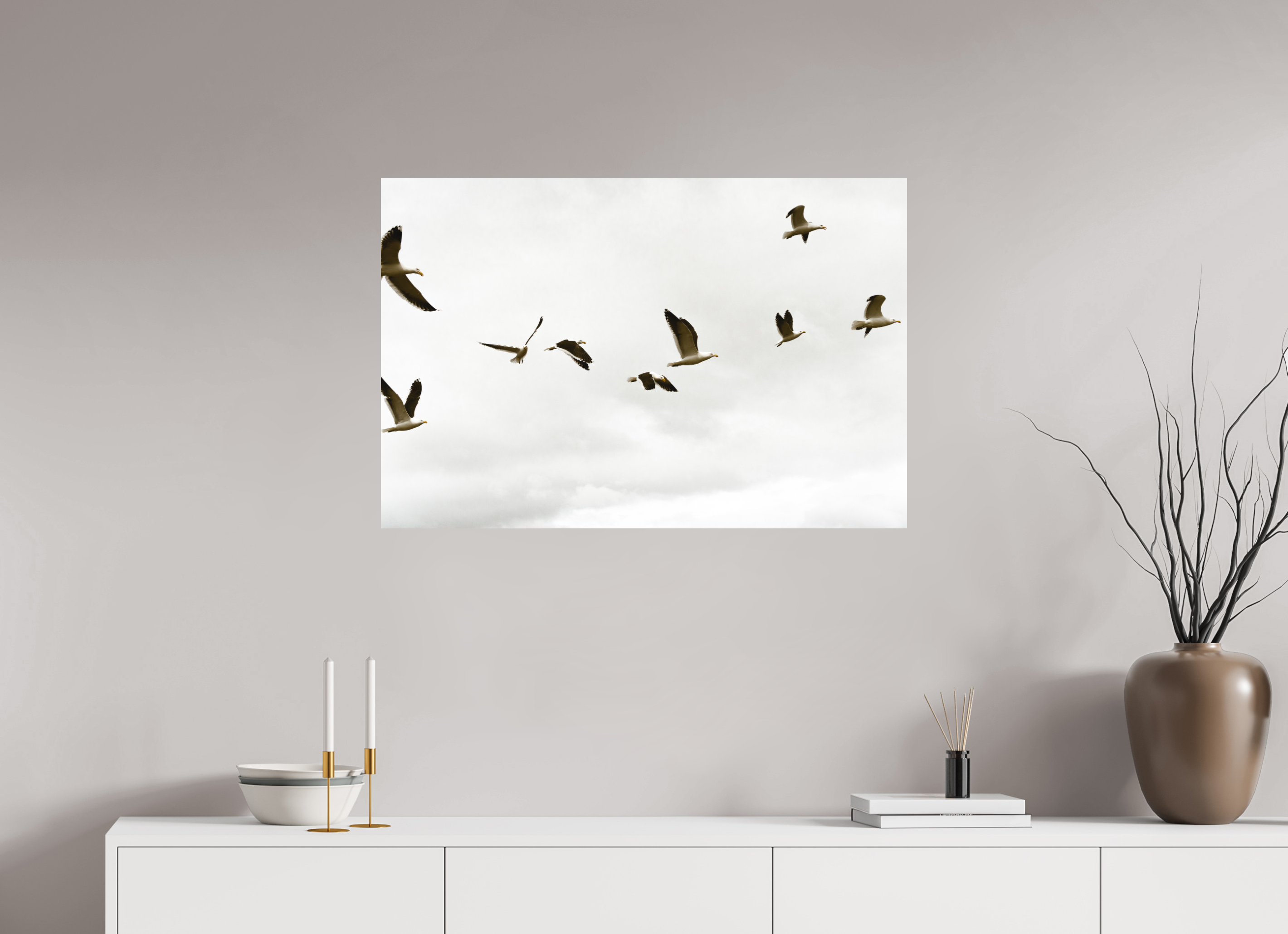 90 x 60 cm, Impression Fine Art sur support rigide - mat Goelands