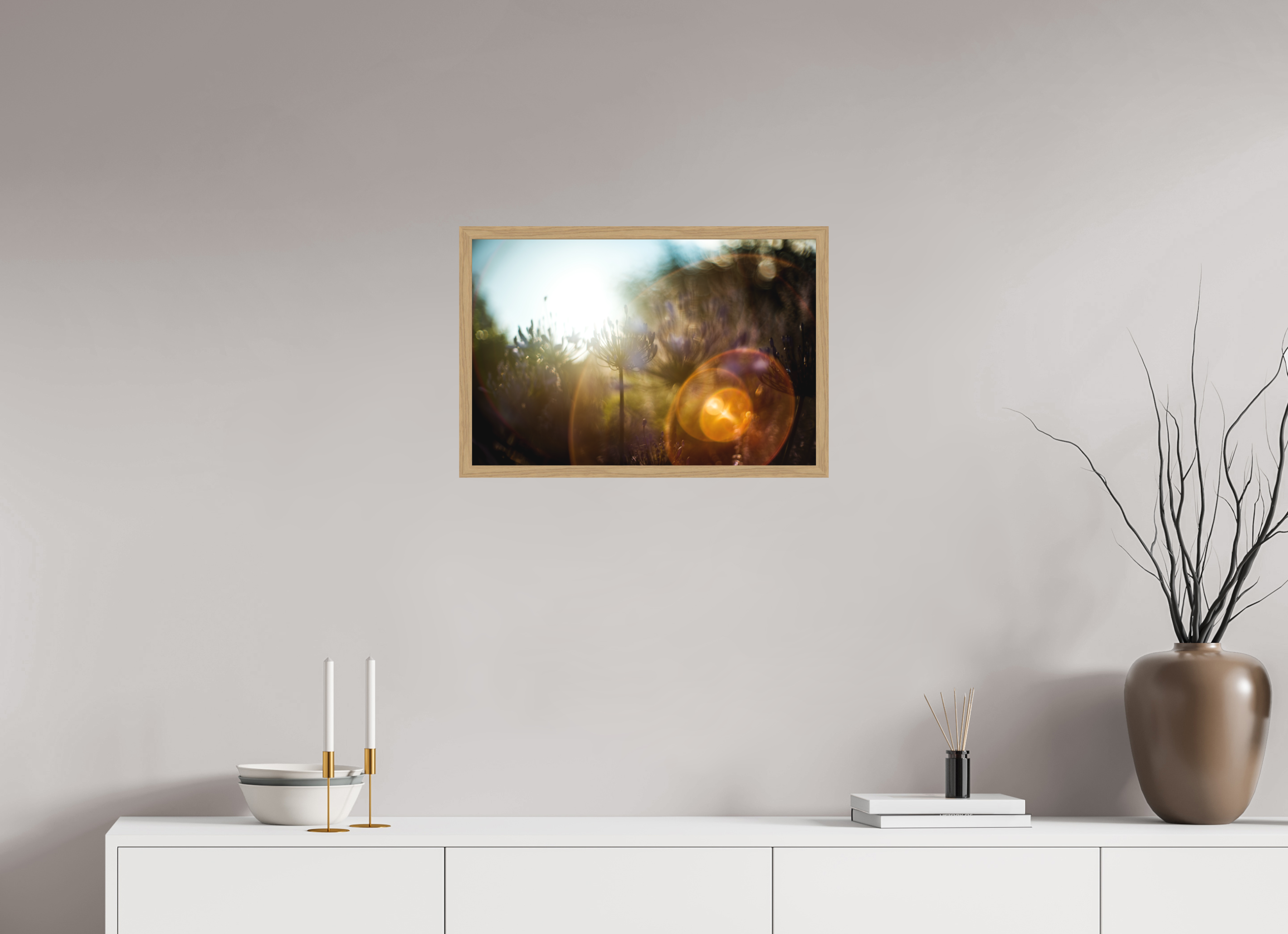 60 x 40 cm, Impression Fine Art encadrée en chêne naturel - mat lumière