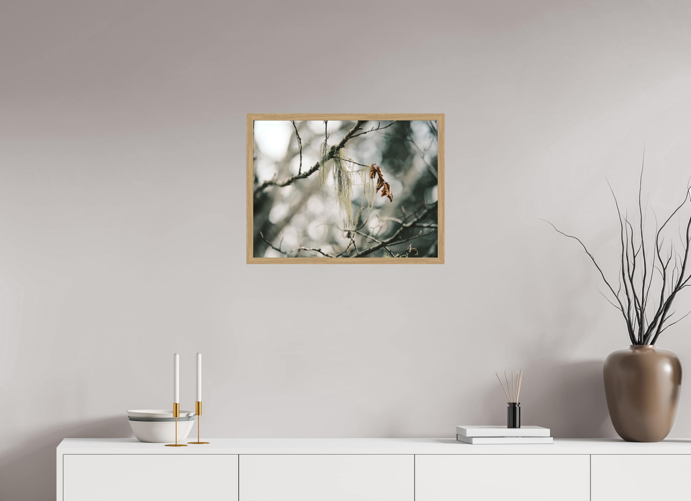 60 x 45 cm, Impression Fine Art encadrée en chêne naturel - mat En dormance