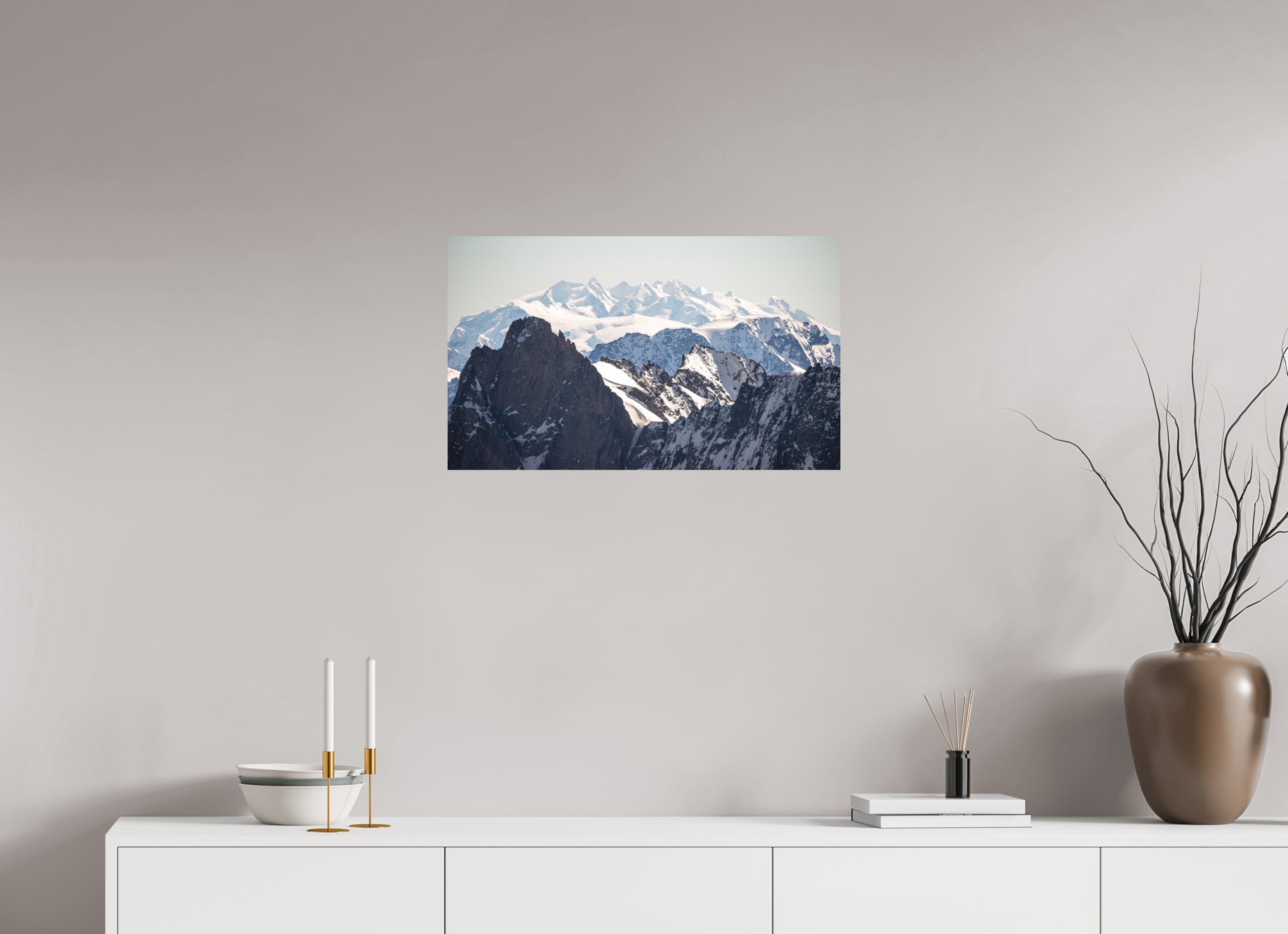 67,2 x 40 cm, Impression Fine Art sur support rigide - mat Le massif du Mont Rose