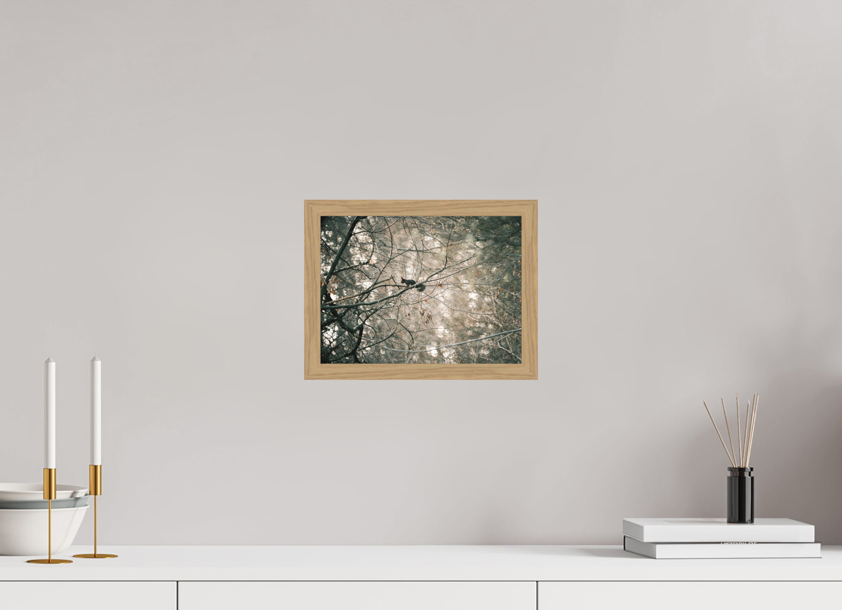 28 x 21 cm, Impression Fine Art encadrée en chêne naturel - mat Ecureuil