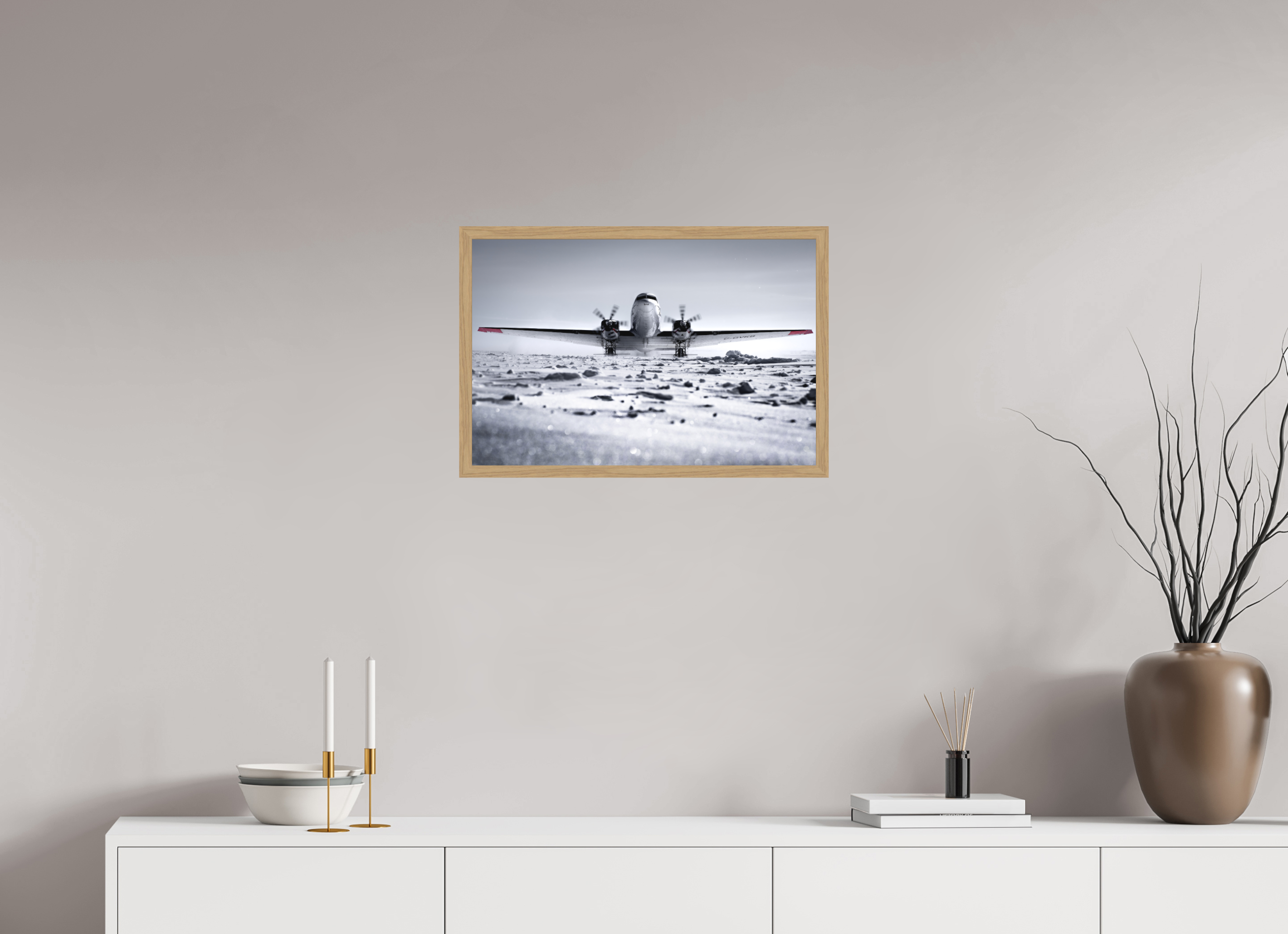 60 x 40 cm, Impression Fine Art encadrée en chêne naturel - mat Paré pour l'Aventure