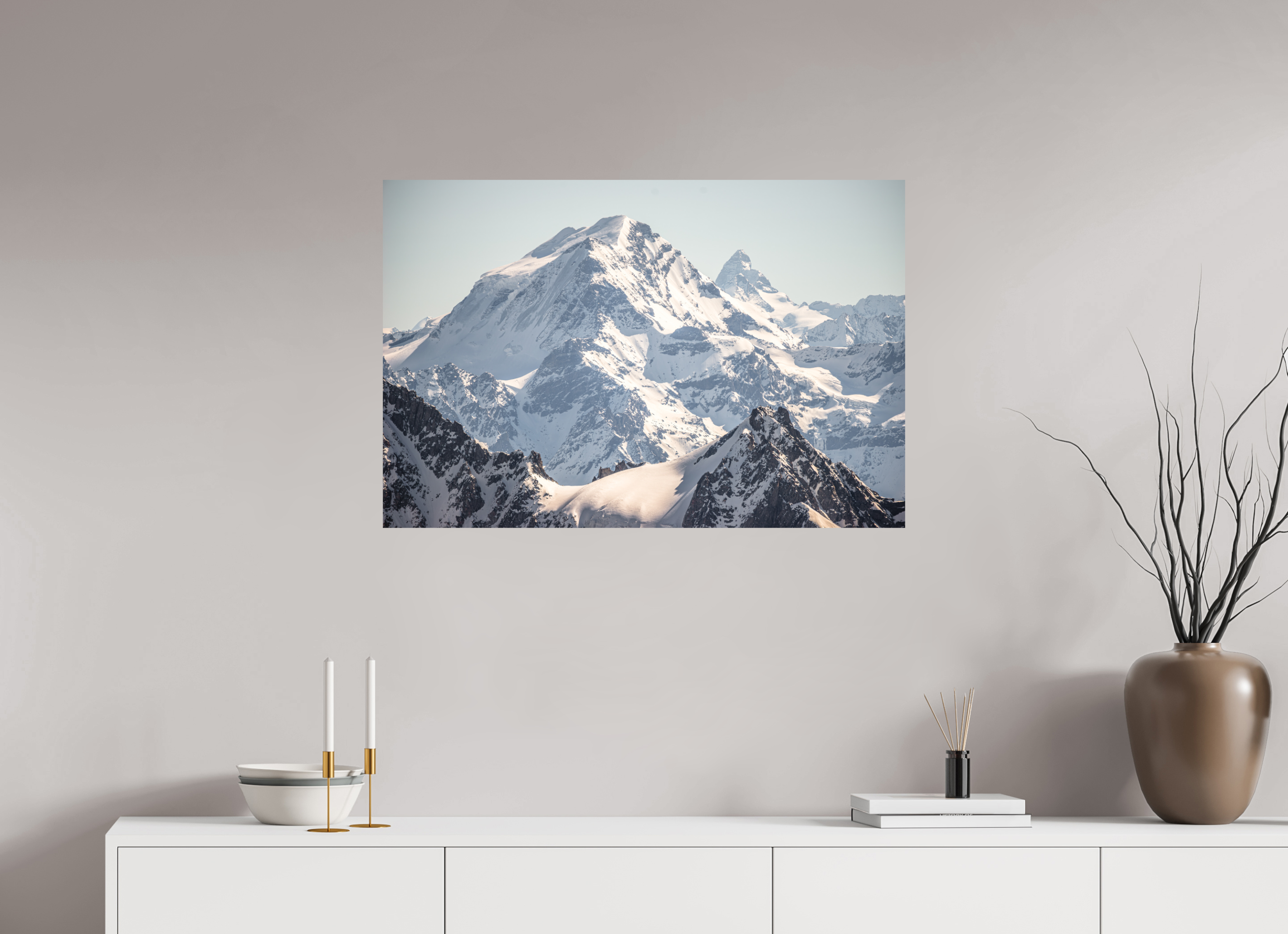 90 x 60 cm, Tirage photo - satiné Grand Combin et Cervin