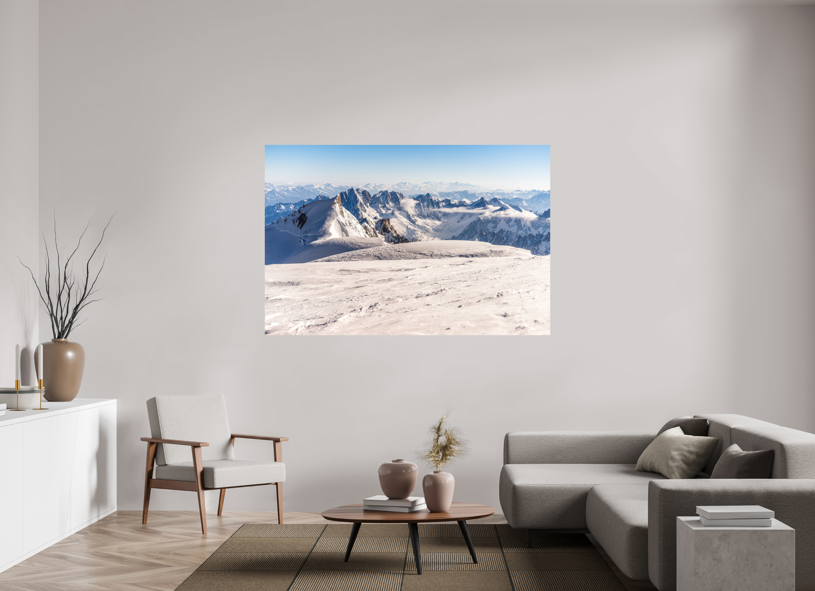 180 x 120 cm, Tirage photo - satiné La vue depuis le sommet du Mont Blanc