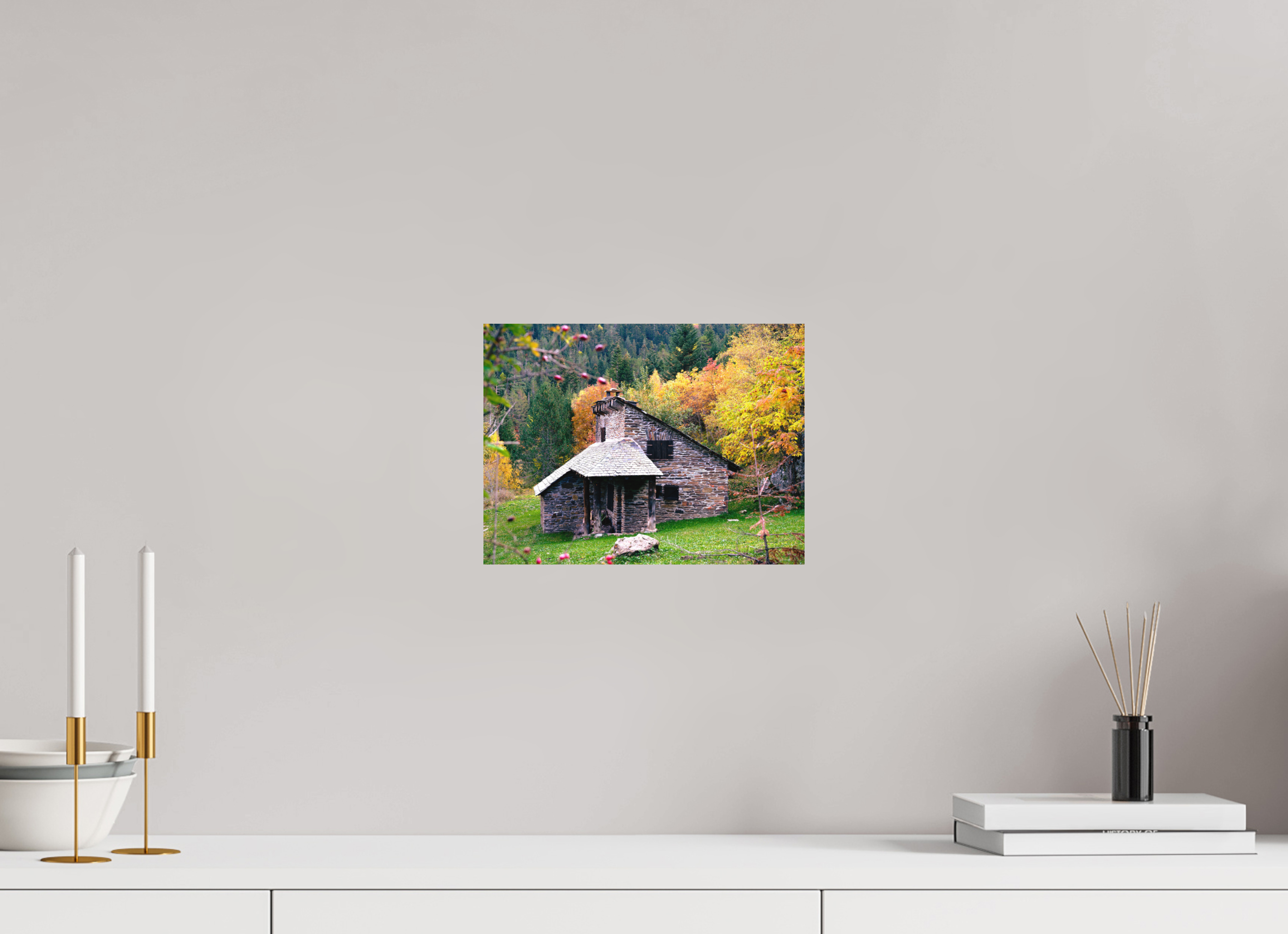 28 x 21 cm, Impression Fine Art sur support rigide - mat Une petite maison dans la prairie