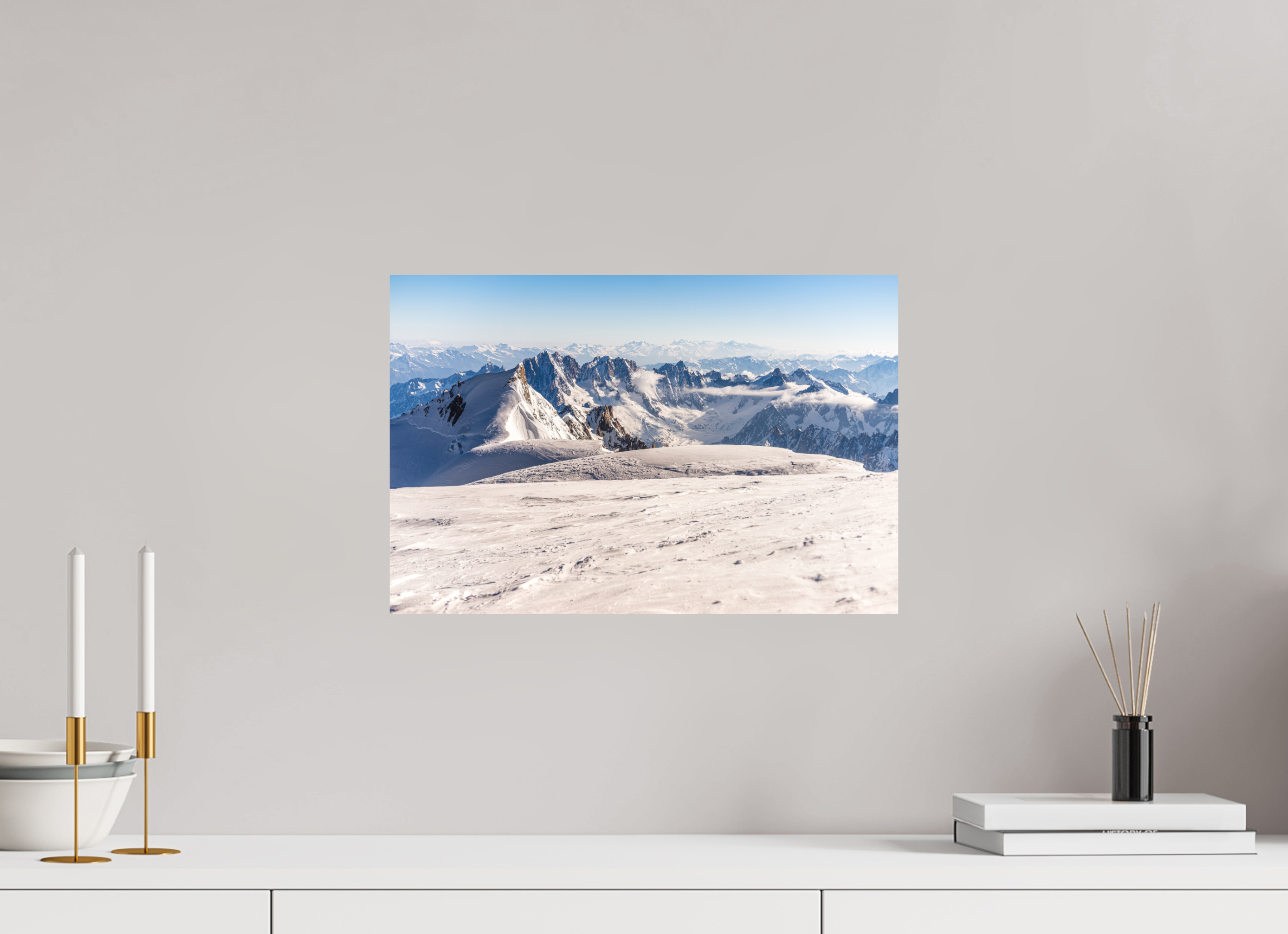 45 x 30 cm, Impression Fine Art - mat La vue depuis le sommet du Mont Blanc