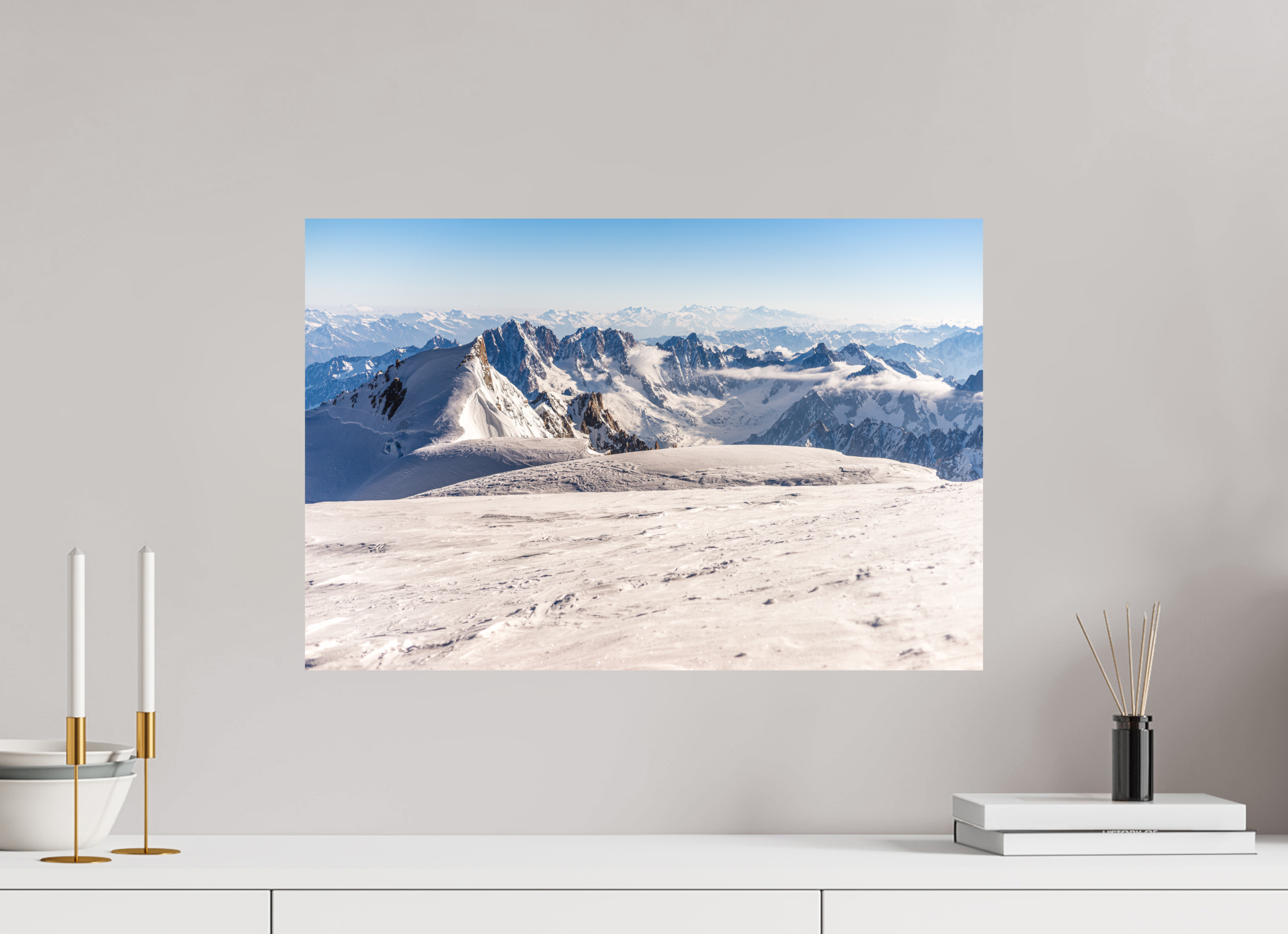 60 x 40 cm, Impression Fine Art - mat La vue depuis le sommet du Mont Blanc