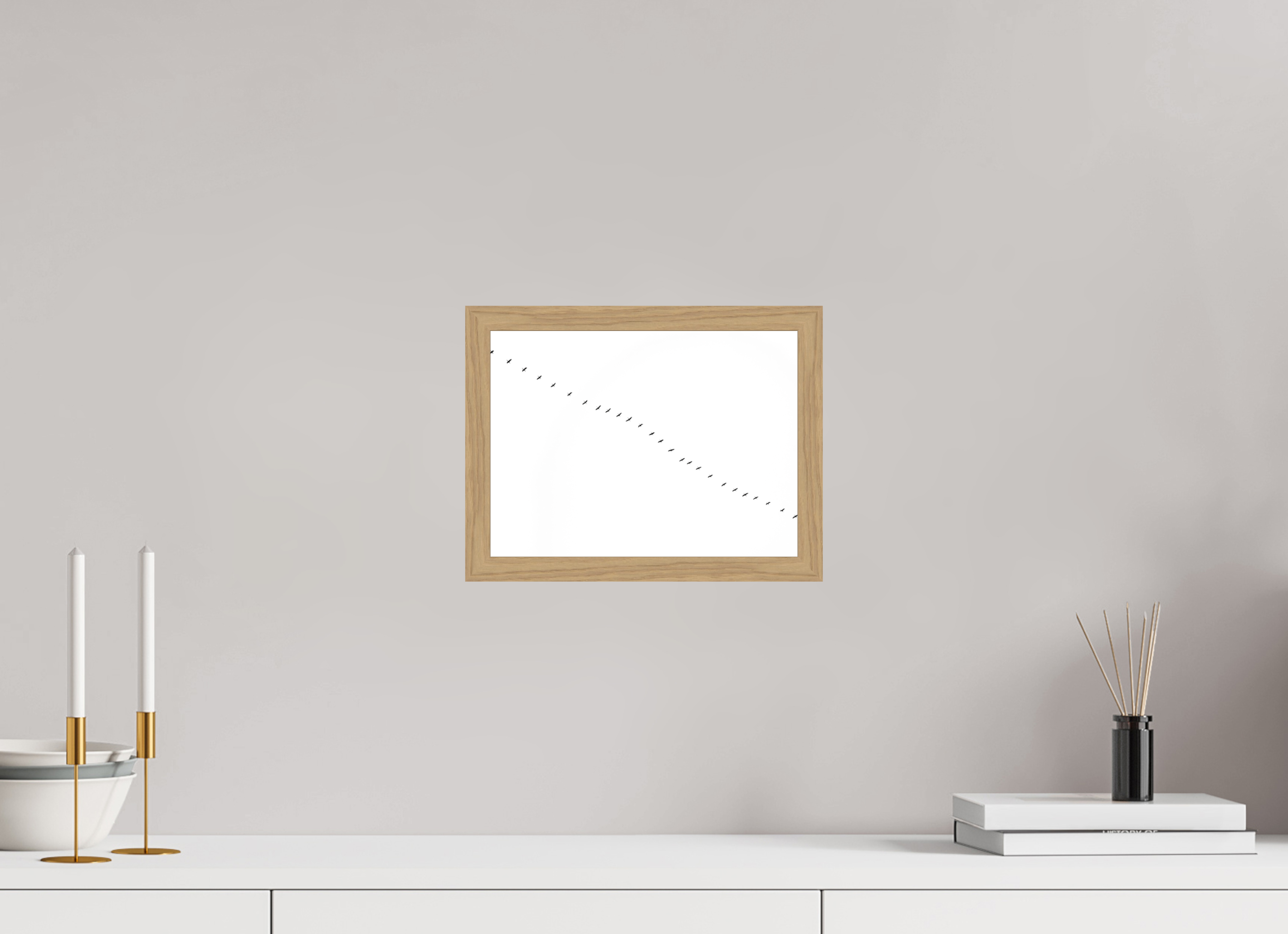 28 x 21 cm, Impression Fine Art encadrée en chêne naturel - mat Grues II