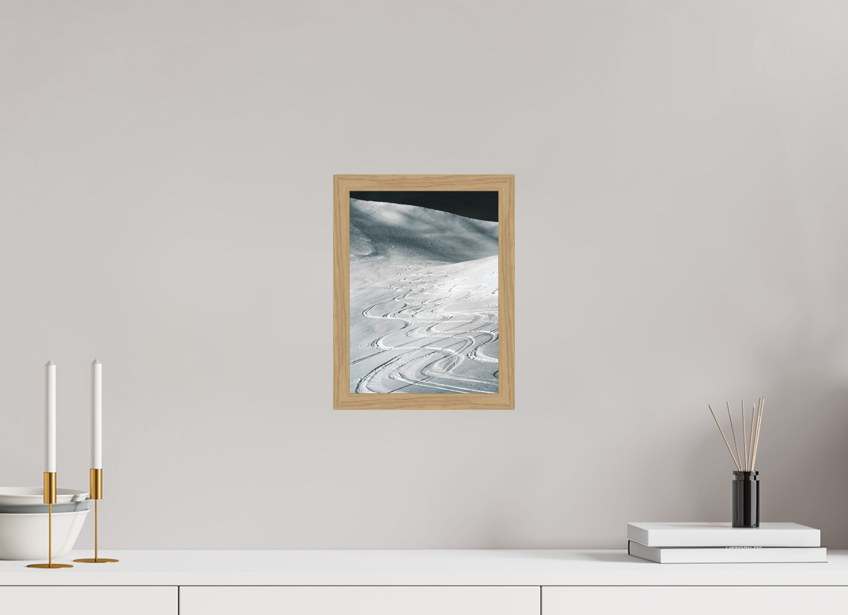 21 x 28 cm, Impression Fine Art encadrée en chêne naturel - mat Les traces du bonheur