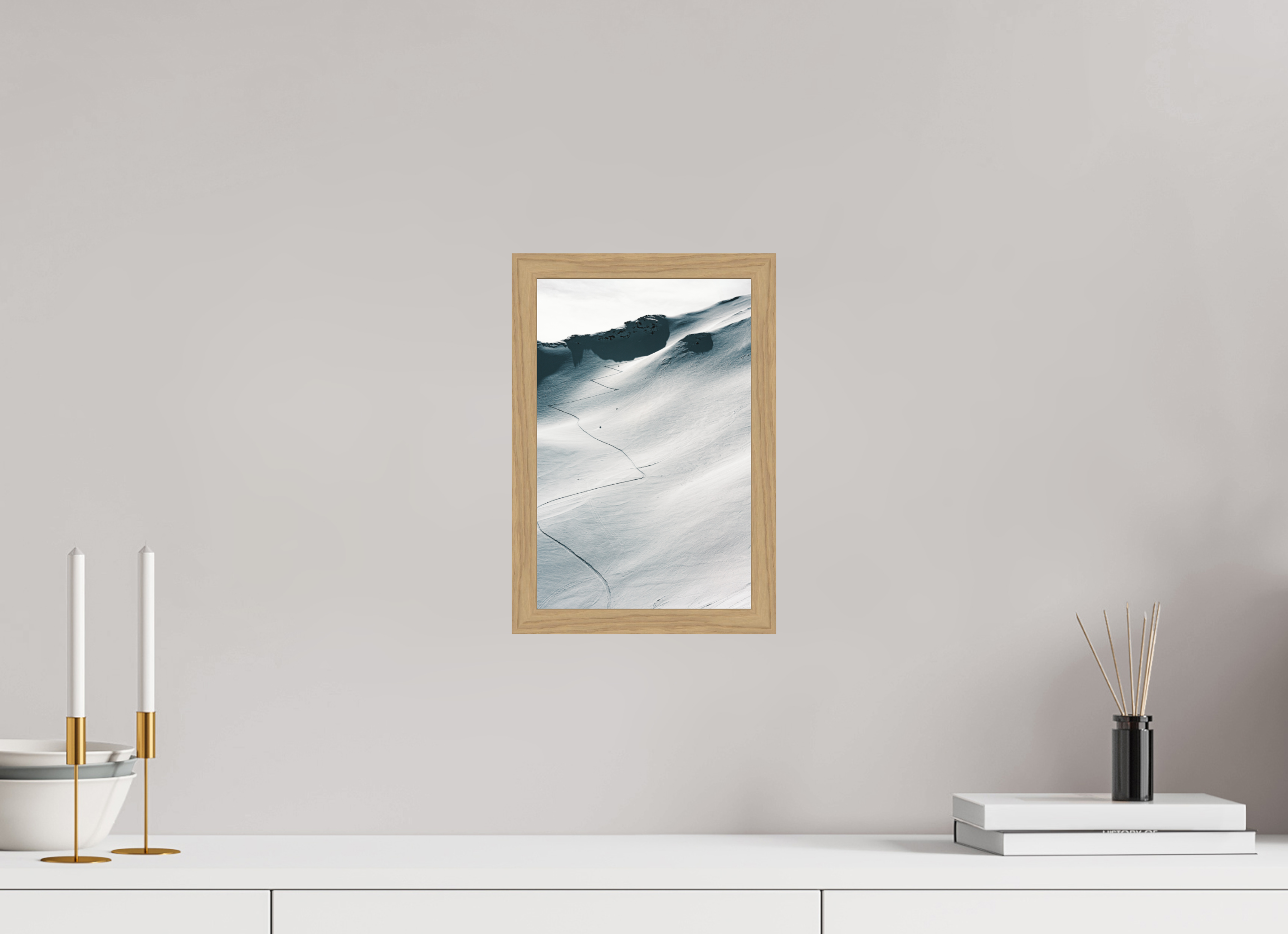 20 x 30 cm, Impression Fine Art encadrée en chêne naturel - mat À l'assaut du sommet