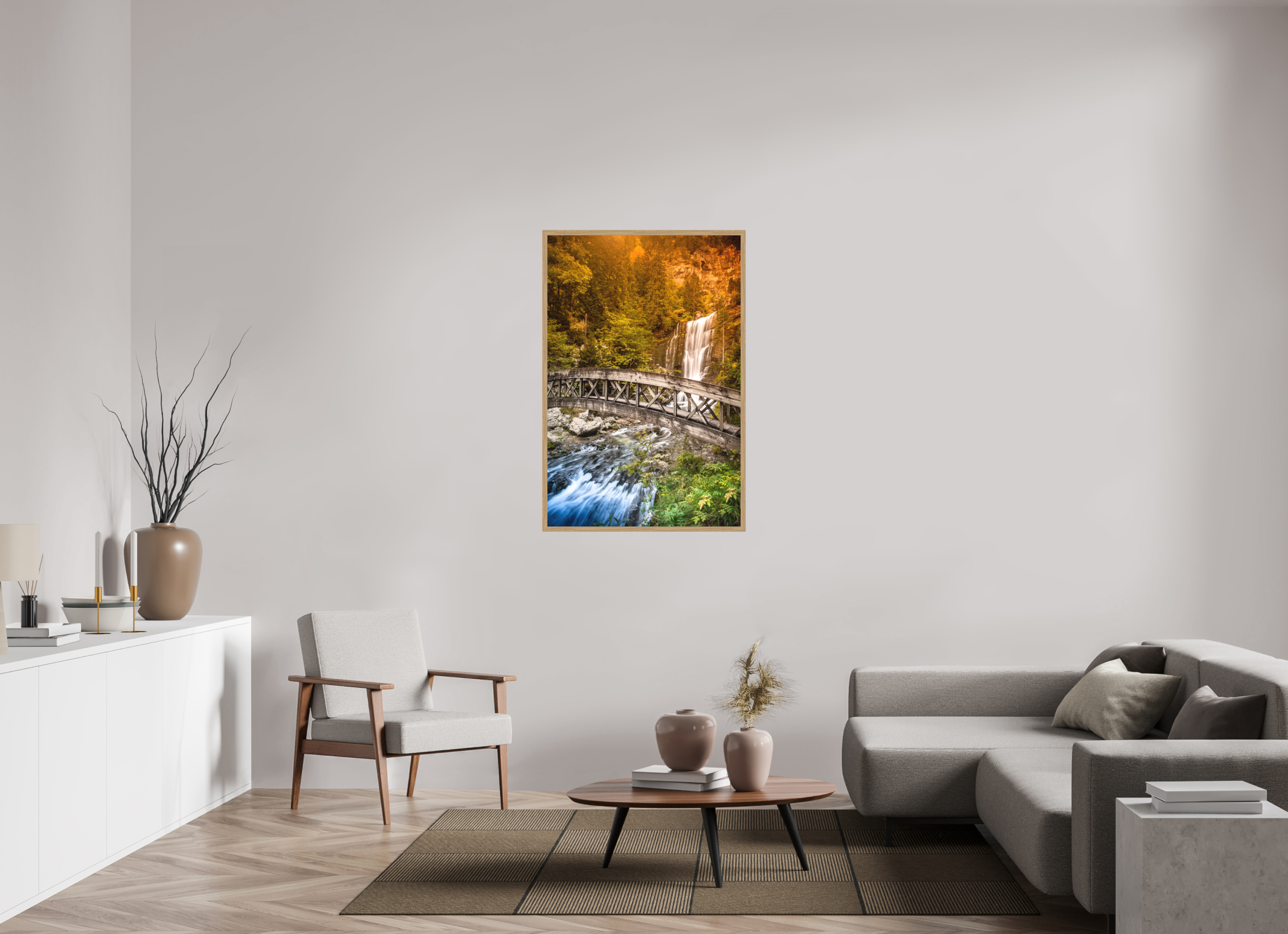 80 x 120 cm, Impression Fine Art encadrée en chêne naturel - mat L'automne en Chartreuse