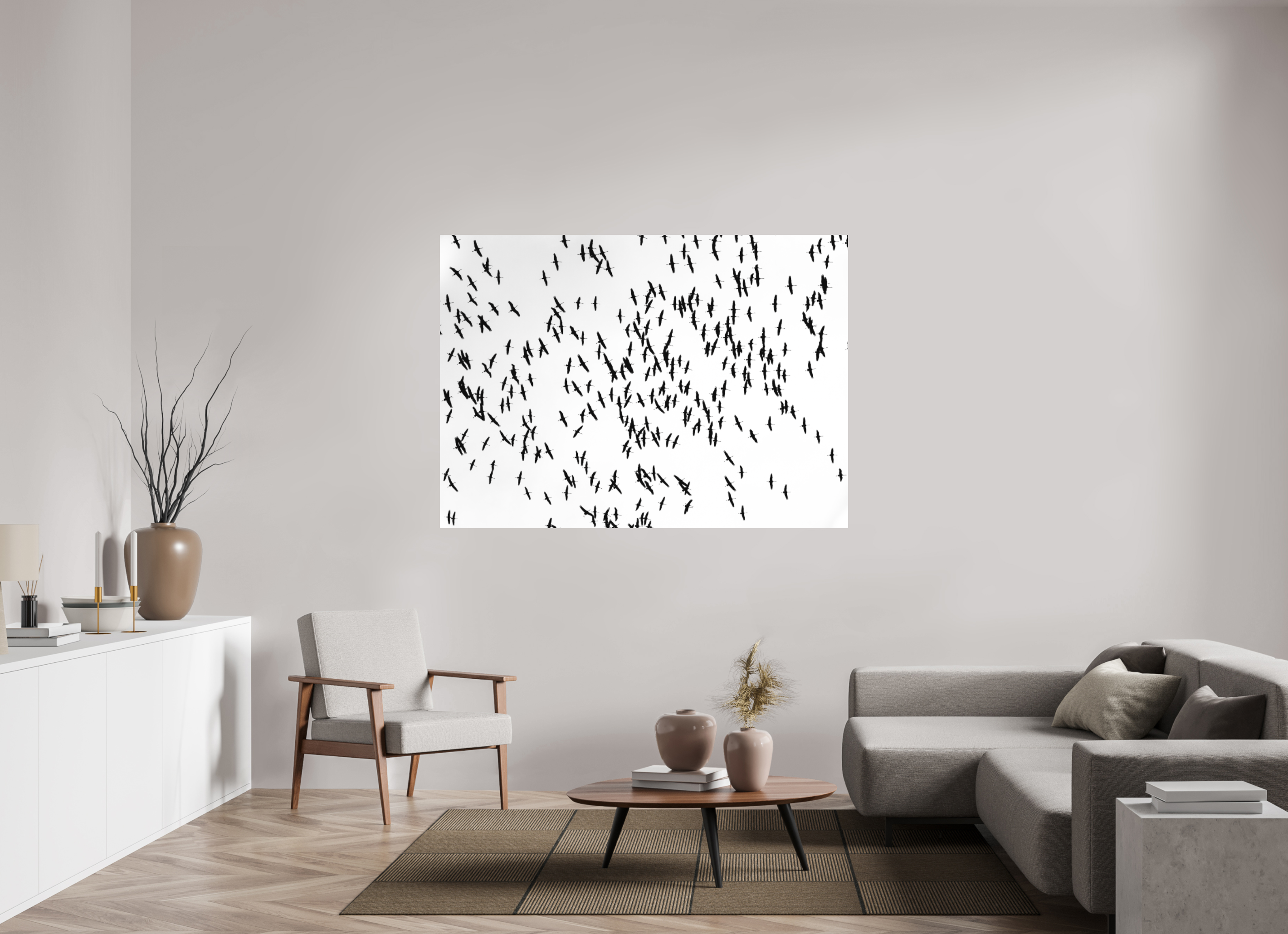 167 x 120 cm, Tirage photo - satiné Grues III