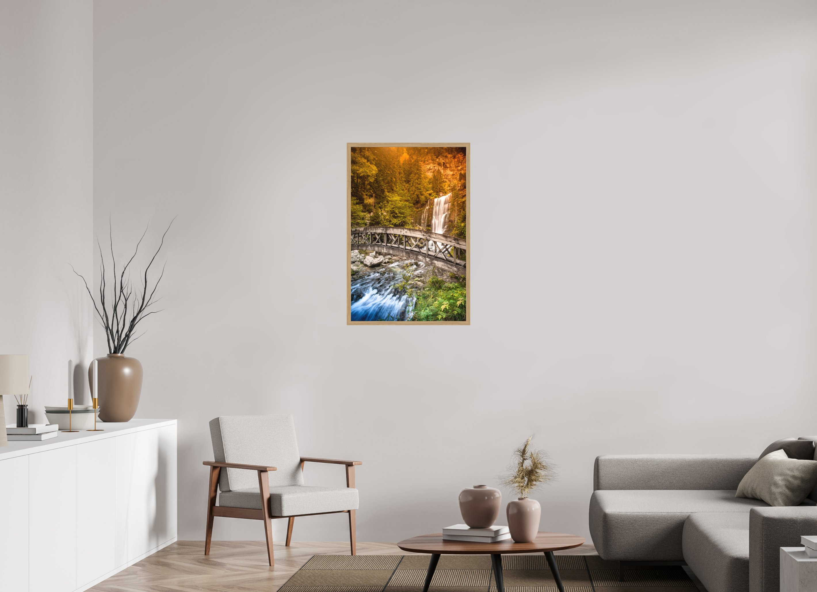 60 x 90 cm, Impression Fine Art encadrée en chêne naturel - mat L'automne en Chartreuse