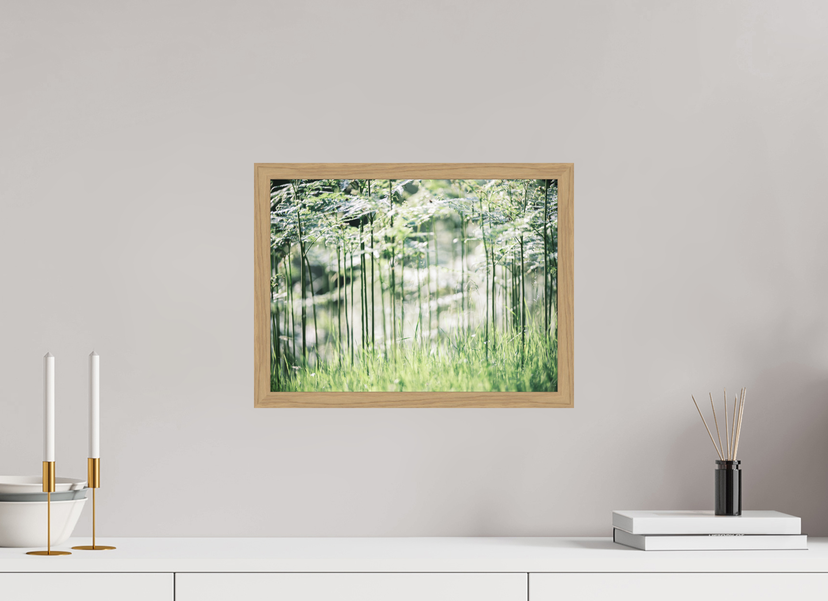 40 x 30 cm, Impression Fine Art encadrée en chêne naturel - mat Bienvenue à Jurassic Park