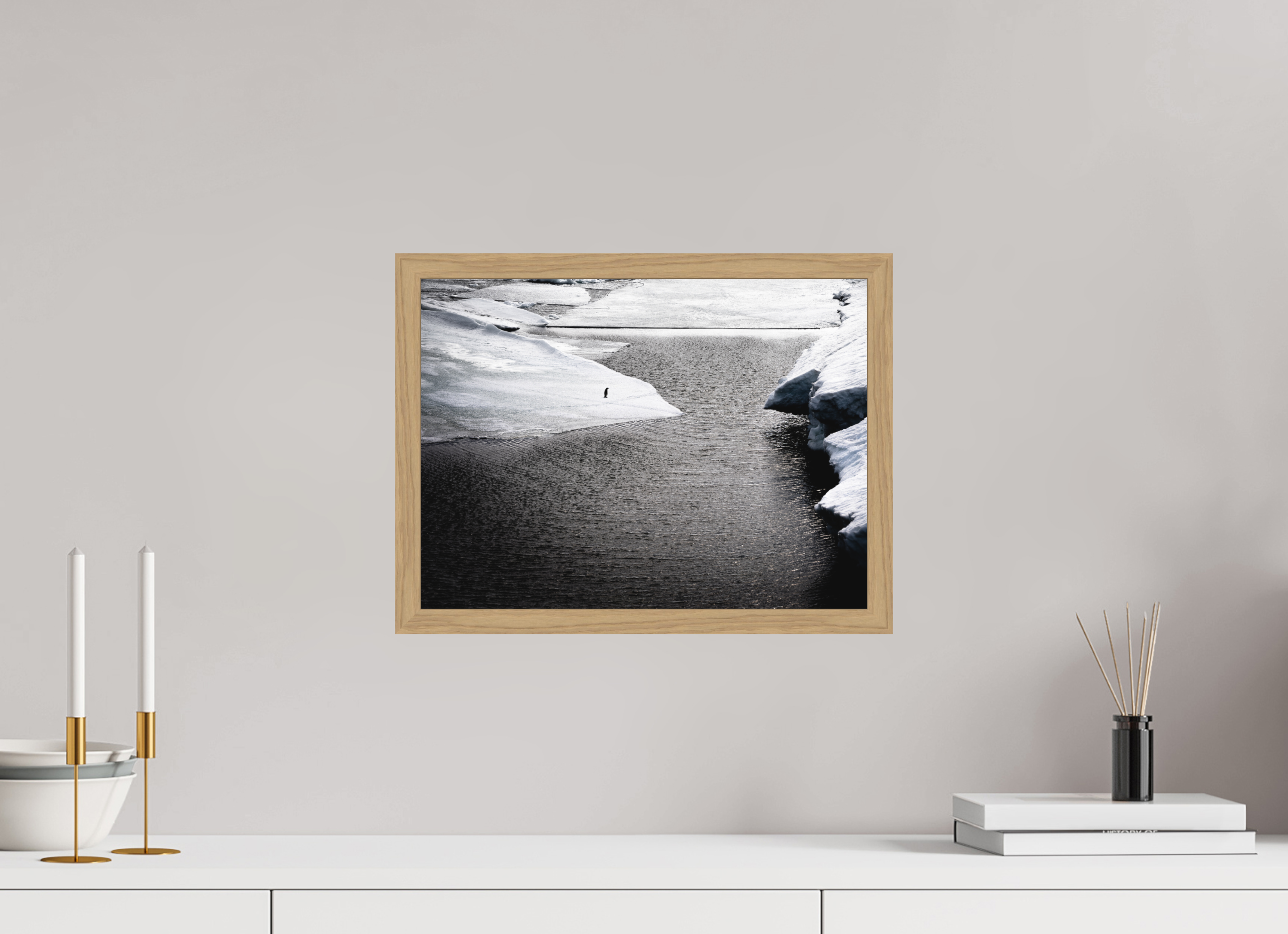 40 x 30 cm, Impression Fine Art encadrée en chêne naturel - mat Retour de pêche