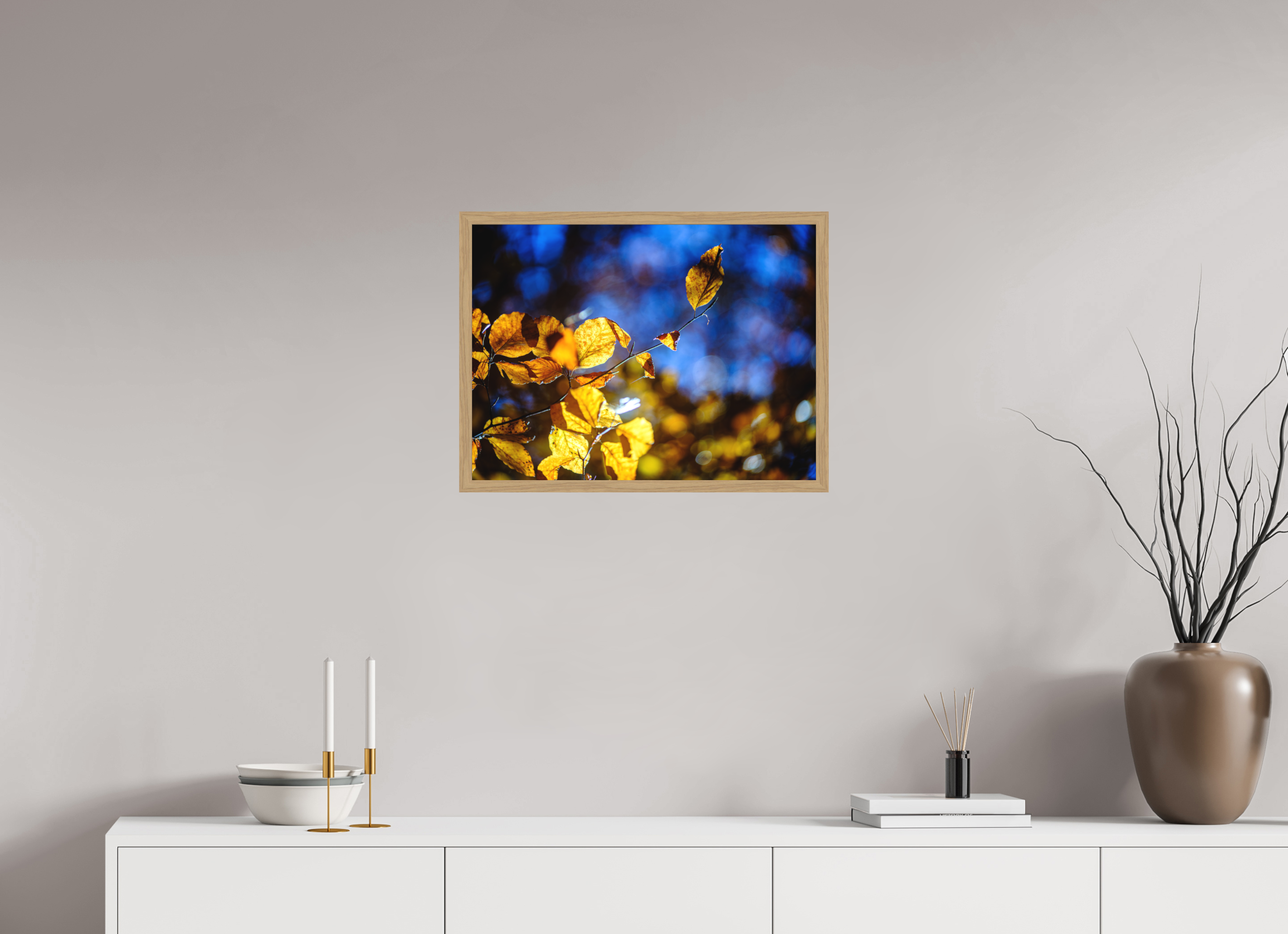 60 x 45 cm, Impression Fine Art encadrée en chêne naturel - mat La folie des couleurs II