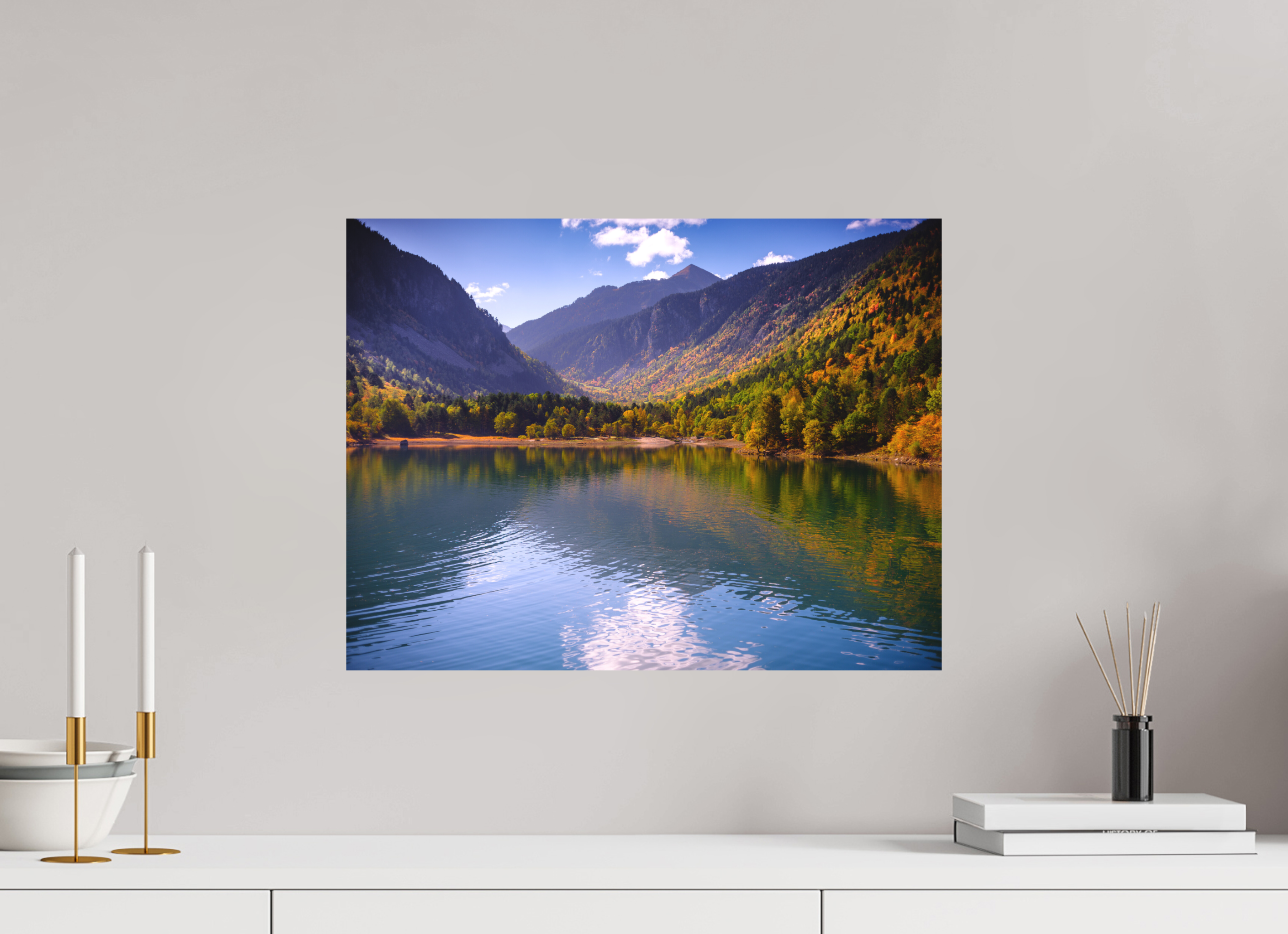 52,7 x 40 cm, Tirage photo - satiné Lac et automne