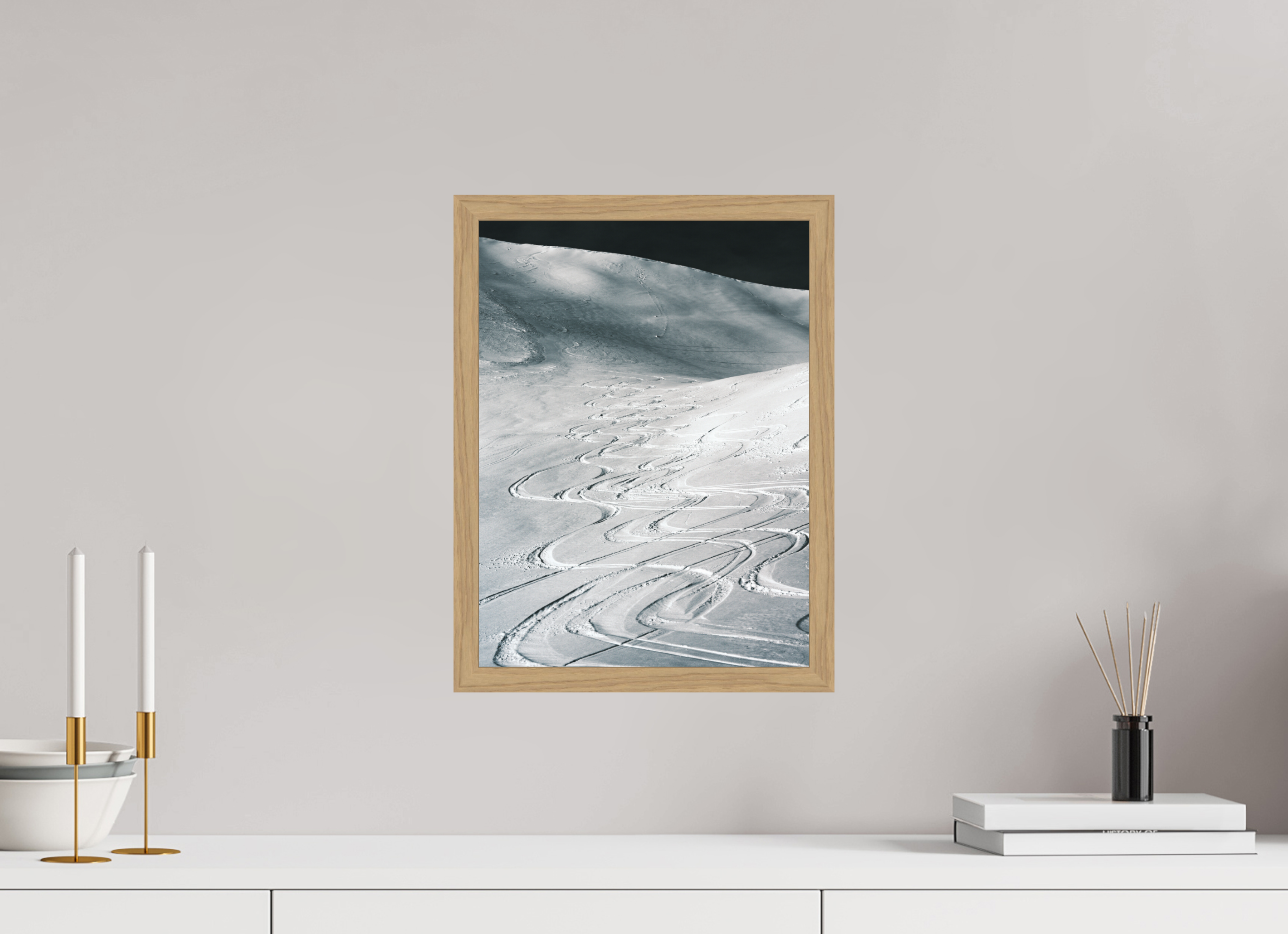 30 x 40 cm, Impression Fine Art encadrée en chêne naturel - mat Les traces du bonheur