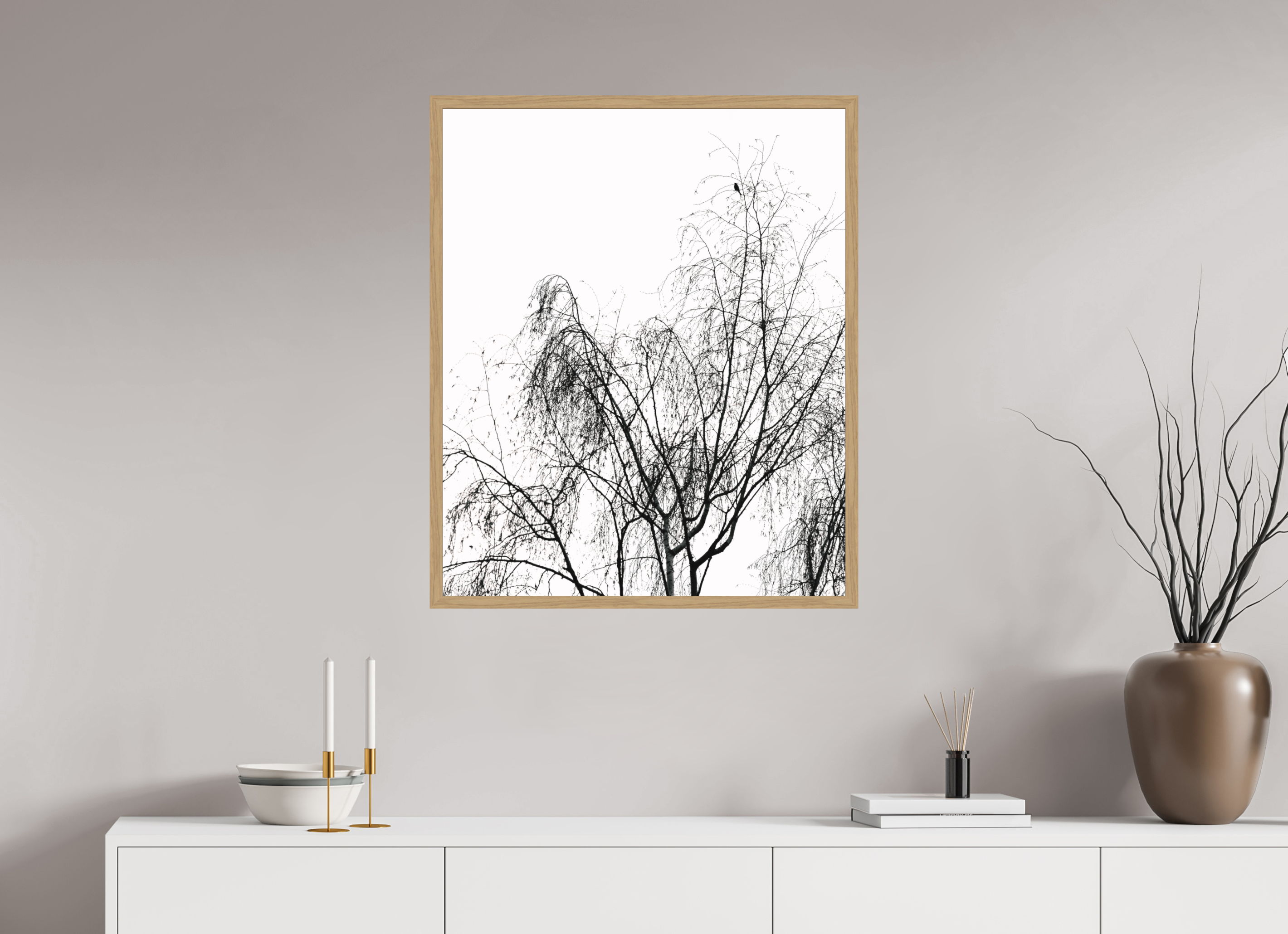 70 x 84,4 cm, Impression Fine Art encadrée en chêne naturel - mat Perché