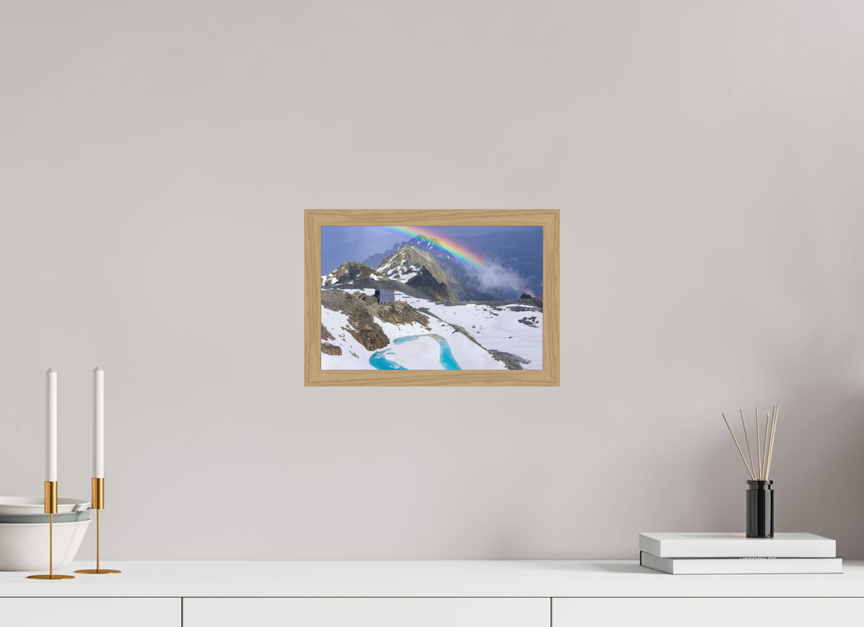 30 x 20 cm, Impression Fine Art encadrée en chêne naturel - mat Cabane d'Orny