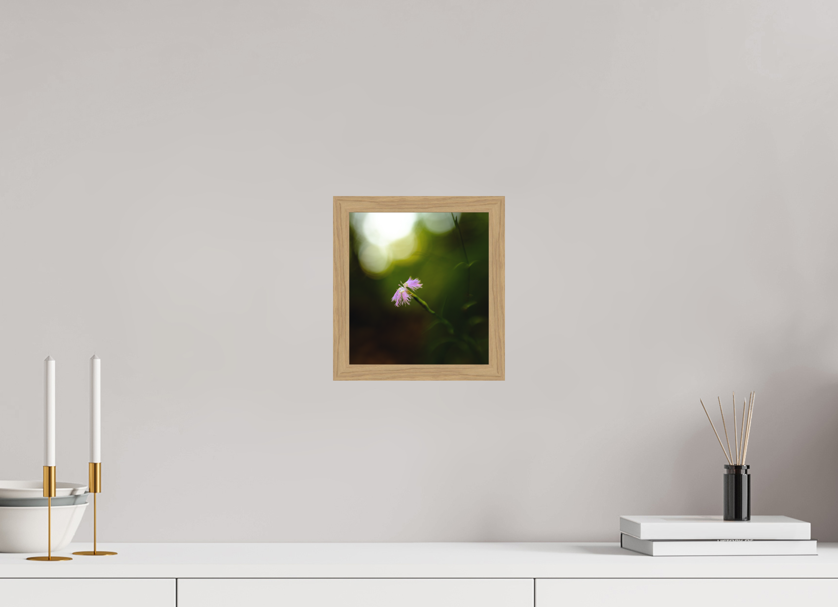 20 x 21,7 cm, Impression Fine Art encadrée en chêne naturel - mat fleur2