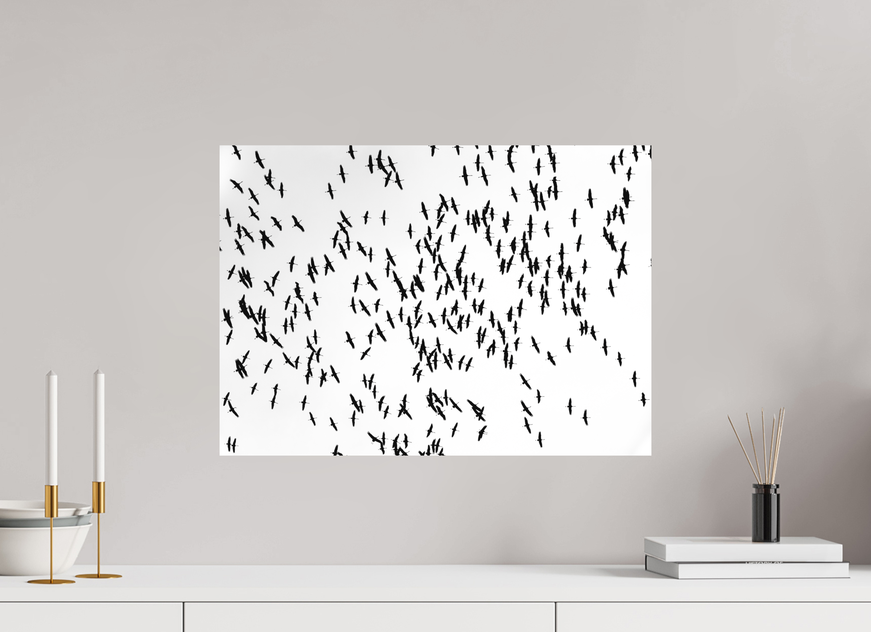 55,7 x 40 cm, Impression Fine Art sur support rigide - mat Grues III