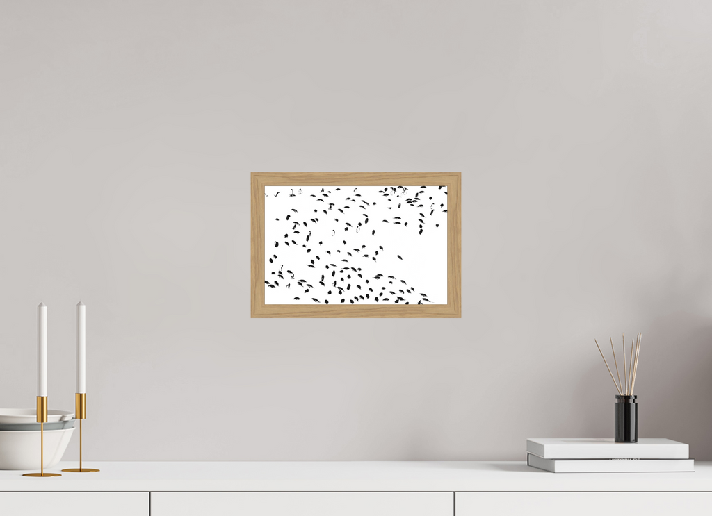 30 x 20 cm, Impression Fine Art encadrée en chêne naturel - mat La foule