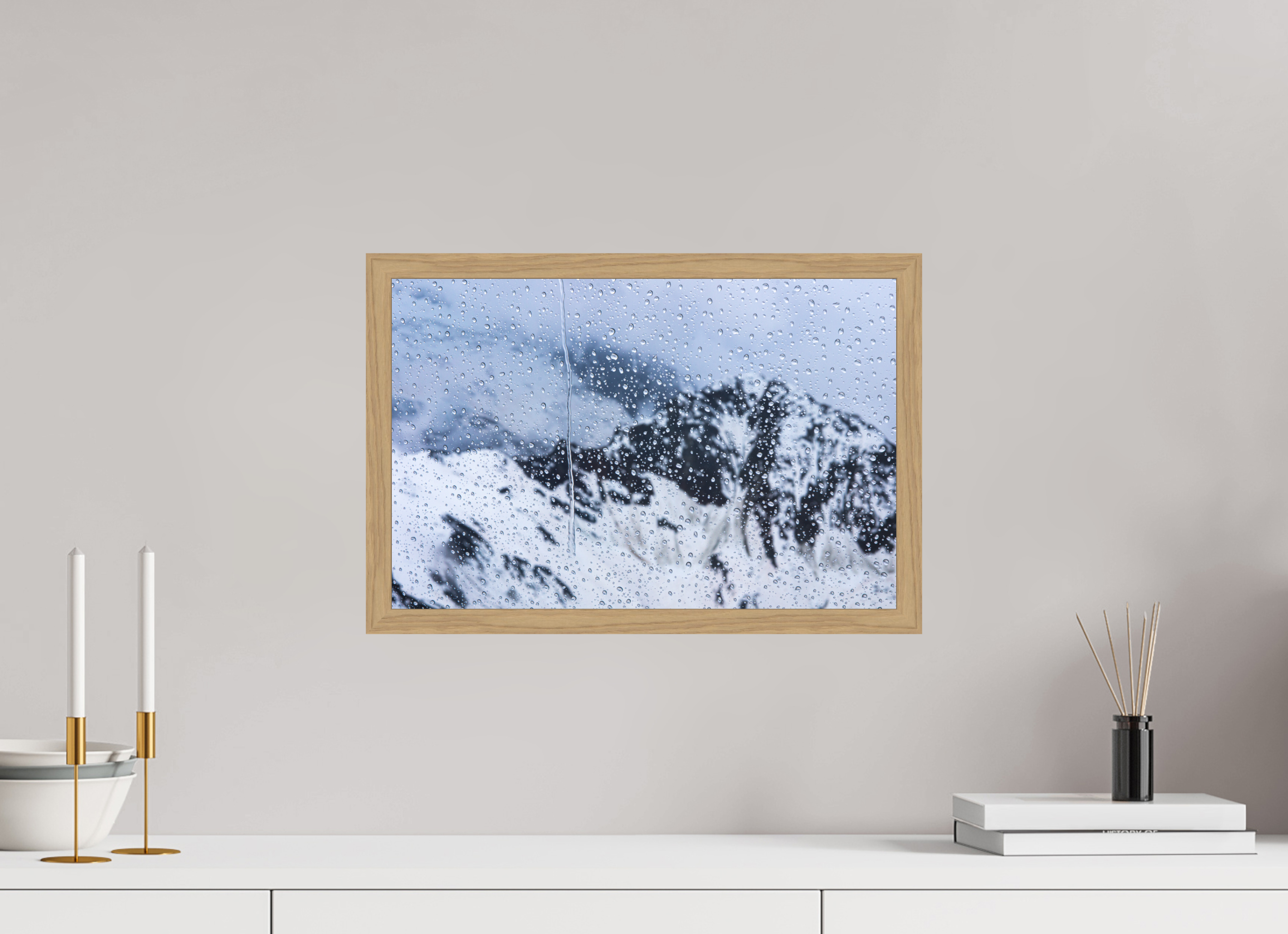 45 x 30 cm, Impression Fine Art encadrée en chêne naturel - mat Mauvaise météo