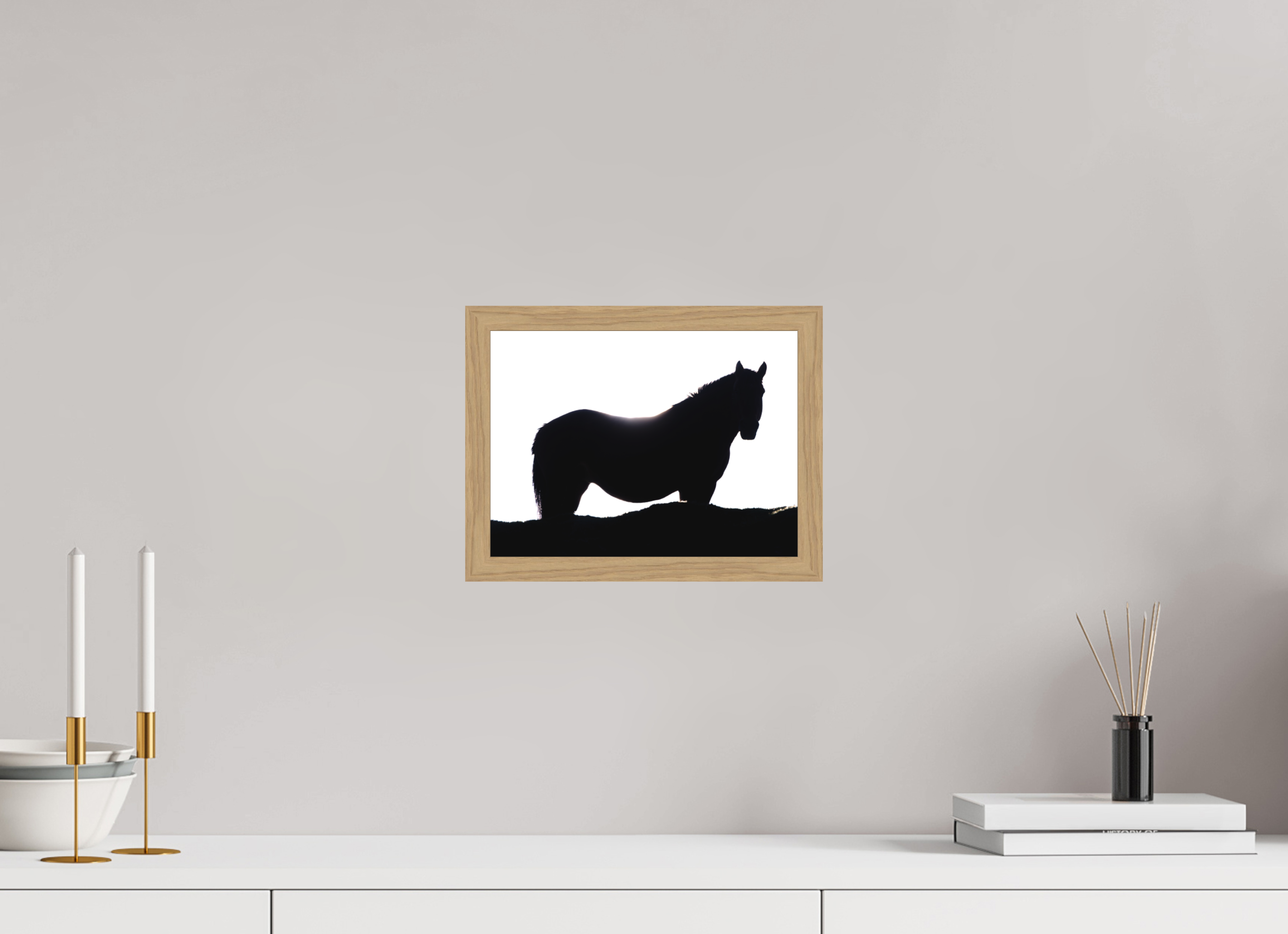 28 x 21 cm, Impression Fine Art encadrée en chêne naturel - mat Cheval