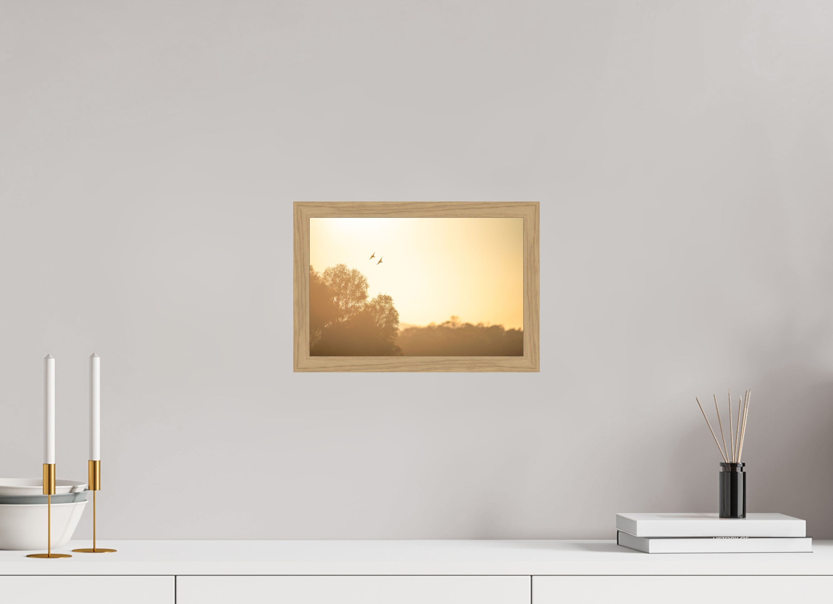 30 x 20 cm, Impression Fine Art encadrée en chêne naturel - mat Lune de miel