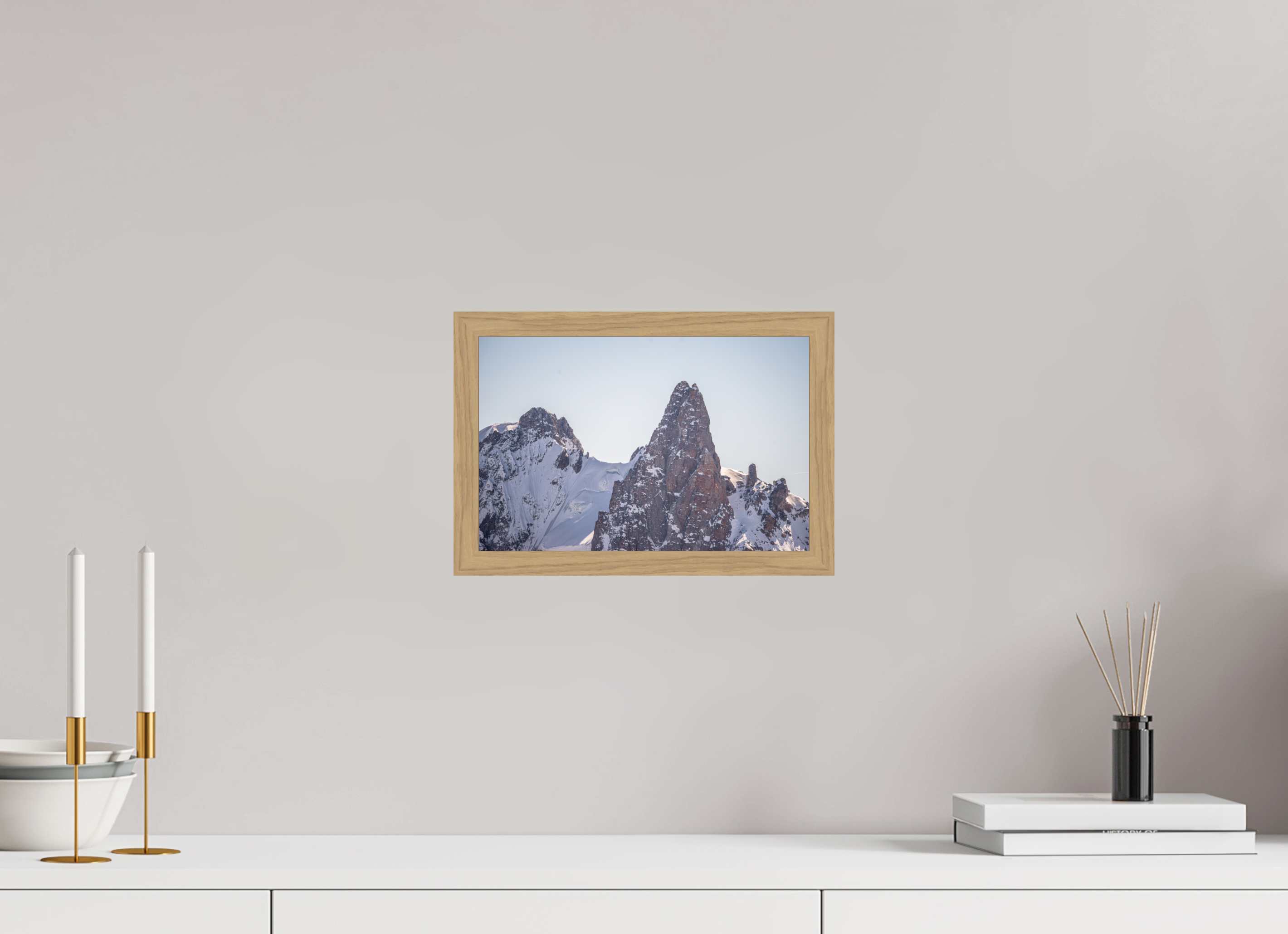 30 x 20 cm, Impression Fine Art encadrée en chêne naturel - mat La Dent du Géant