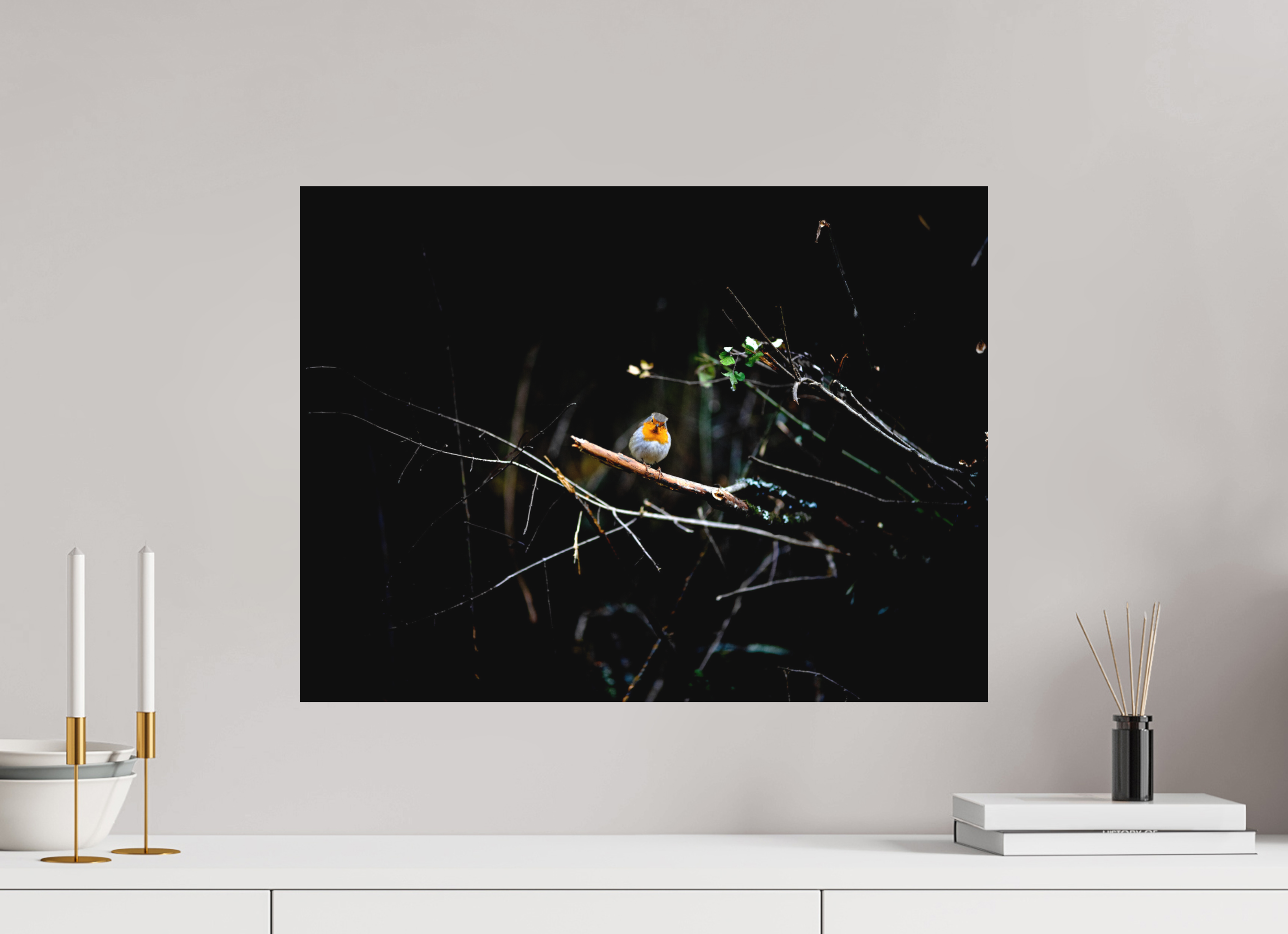 60 x 45 cm, Impression Fine Art sur support rigide - mat Rouge gorge