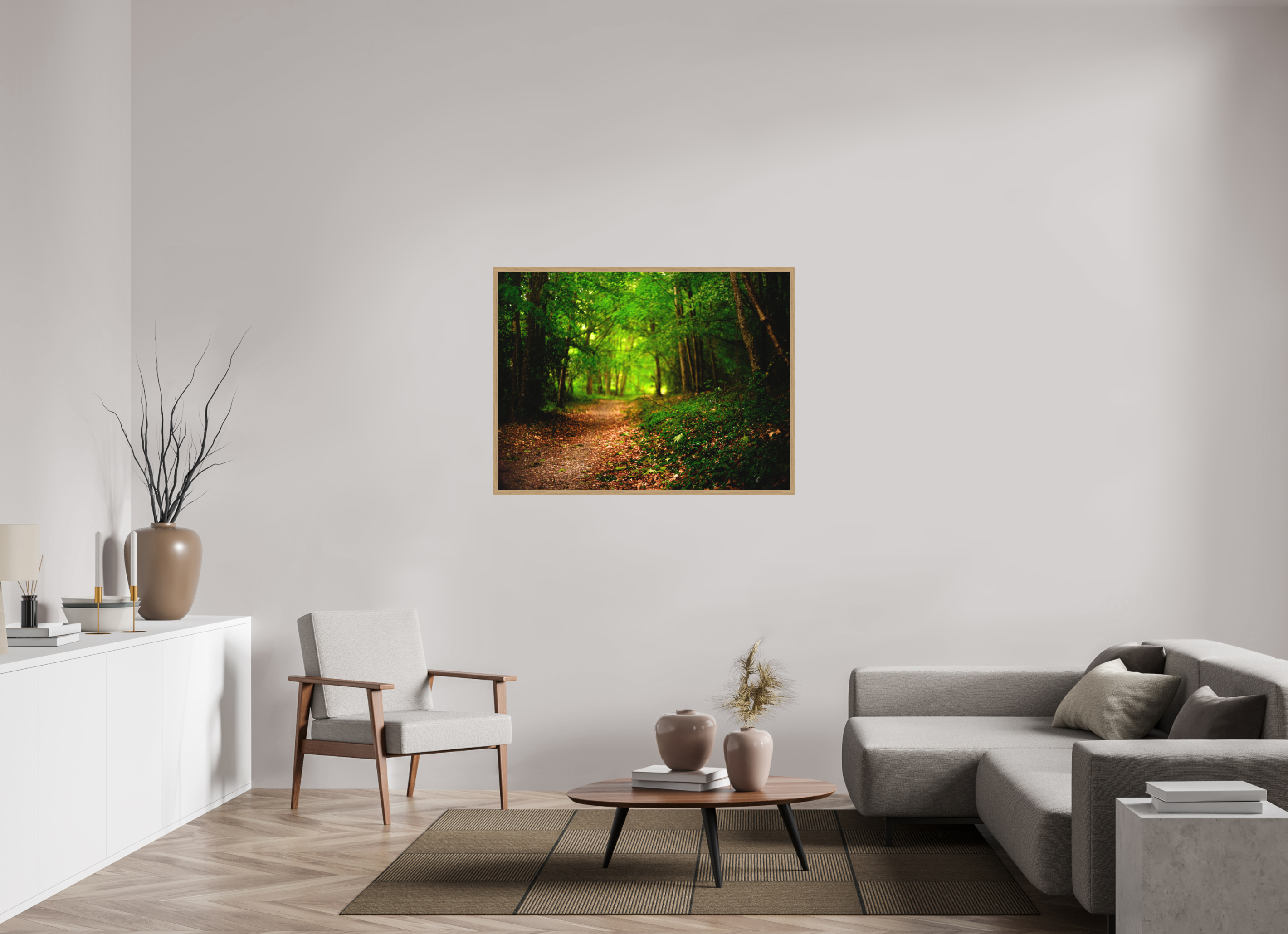 120 x 90 cm, Impression Fine Art encadrée en chêne naturel - mat foret